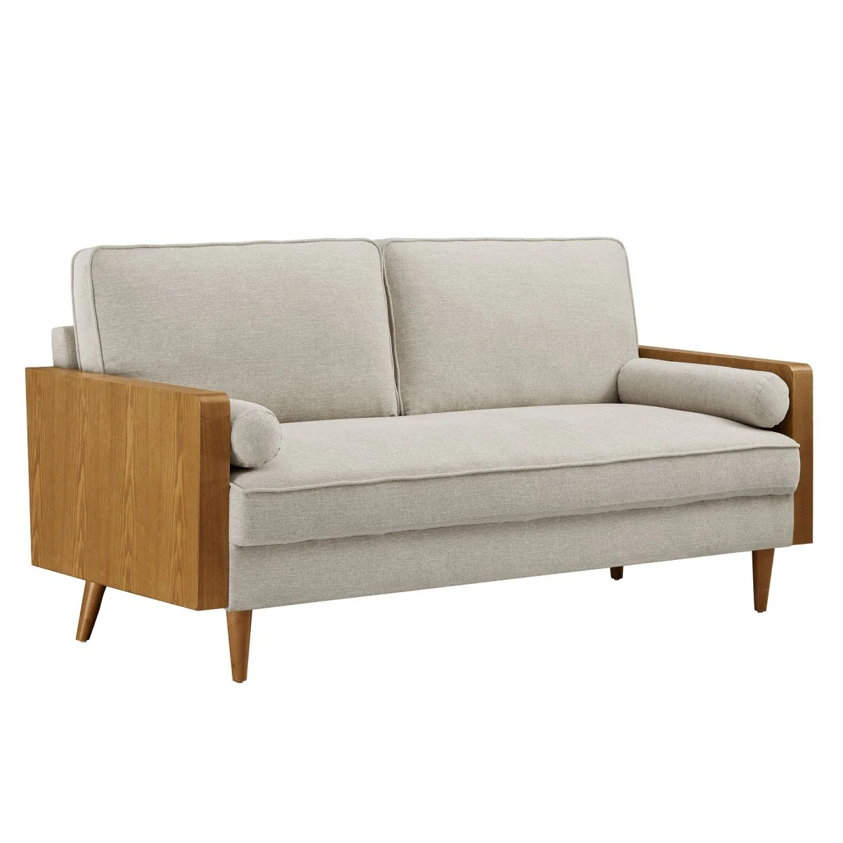 Vegan Leather Sofa with Wood Veneer Armrests - Image 31