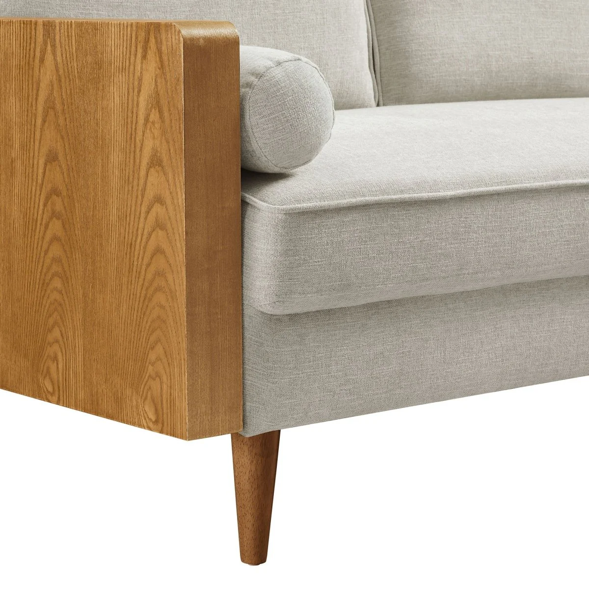 Vegan Leather Sofa with Wood Veneer Armrests - Image 35