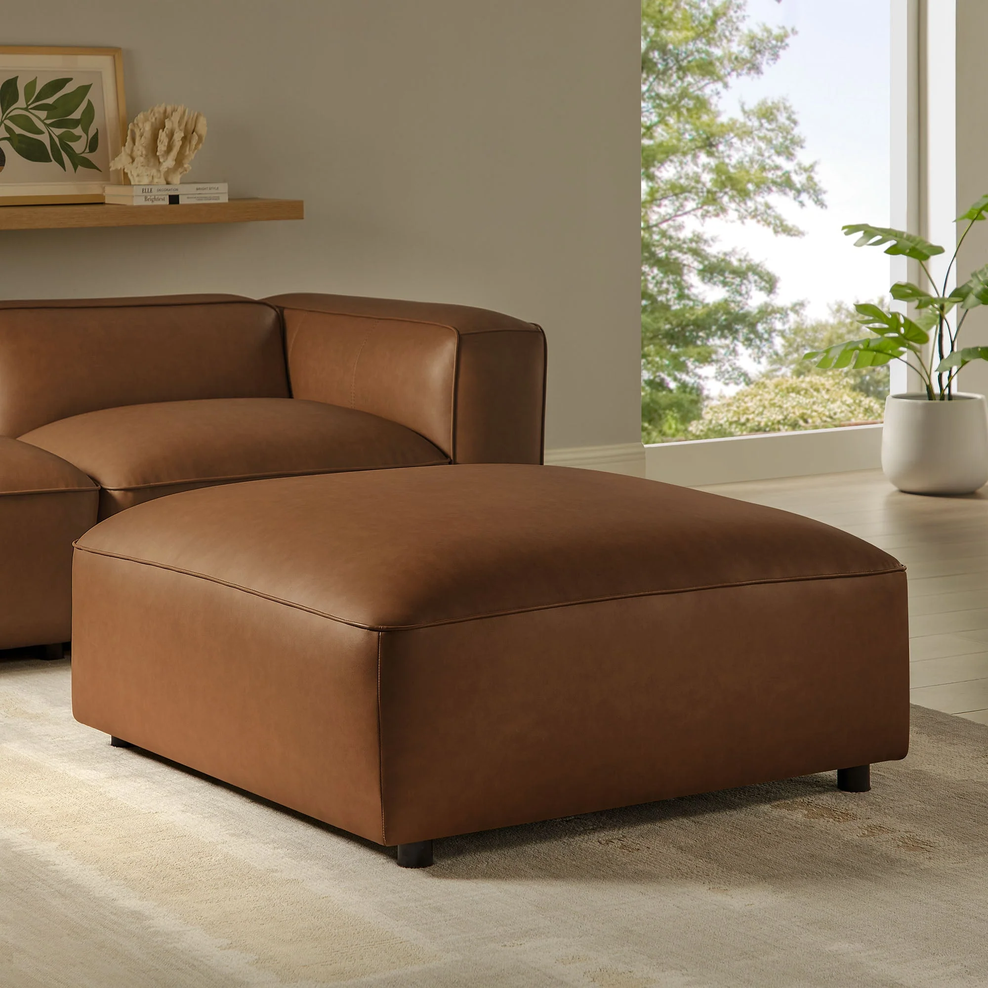 Vegan Leather Square Modular Ottoman 43 Inch - Image 14