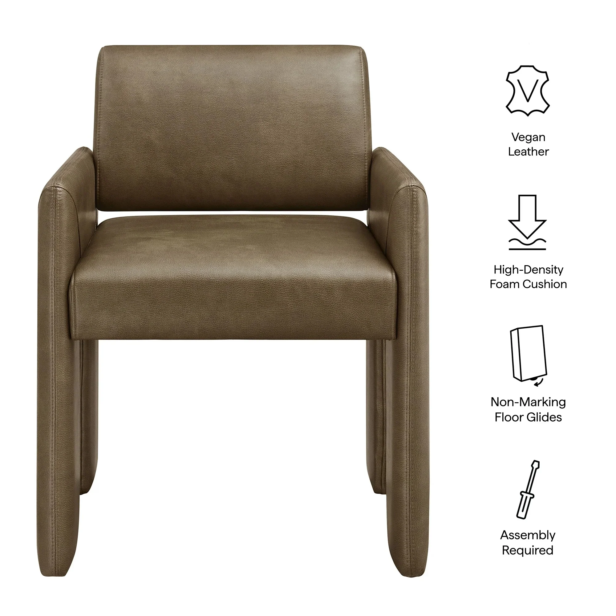 Vegan Leather Upholstered Dining Armchair - Image 15