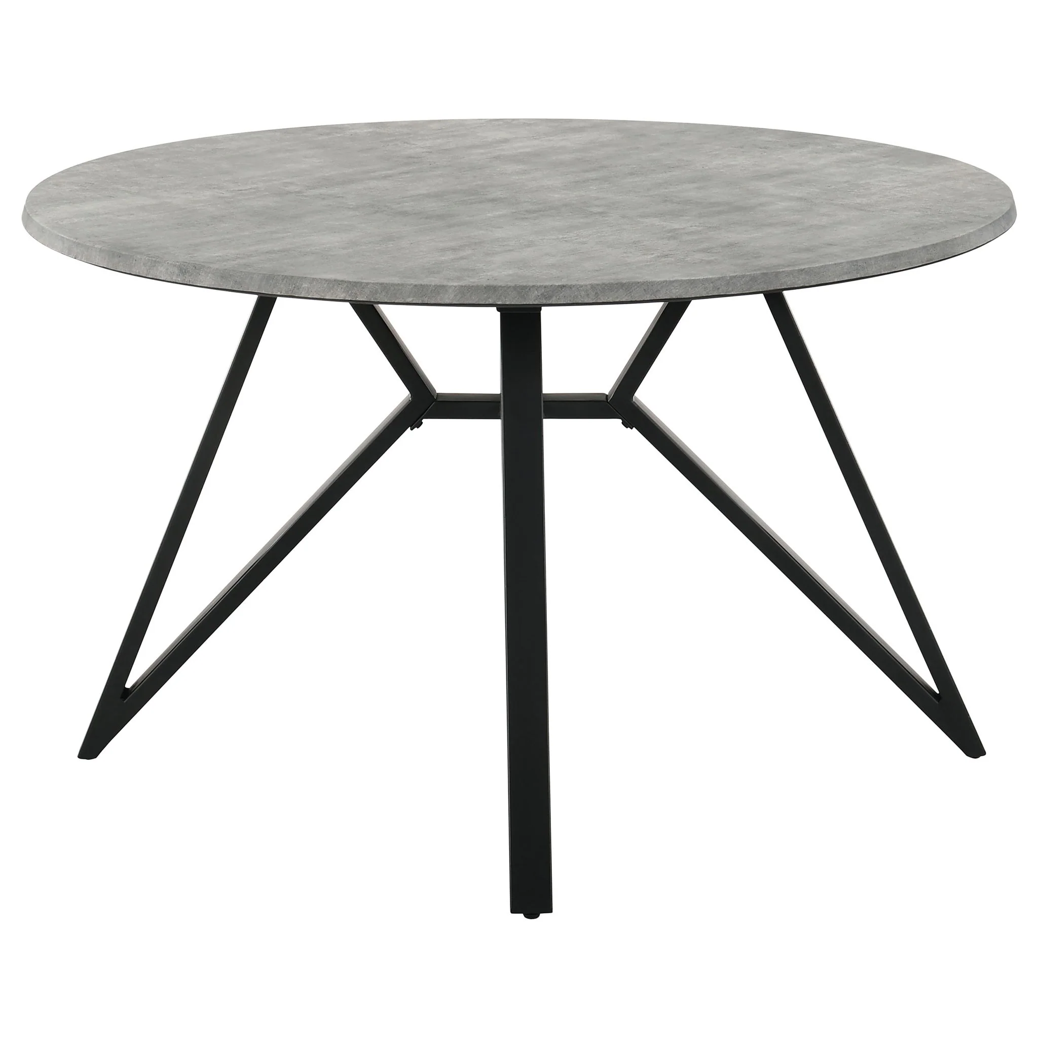 Vellux - 5 Piece Round Dining Table Set With Concrete Top Upholstered Chairs - Gunmetal - Image 4