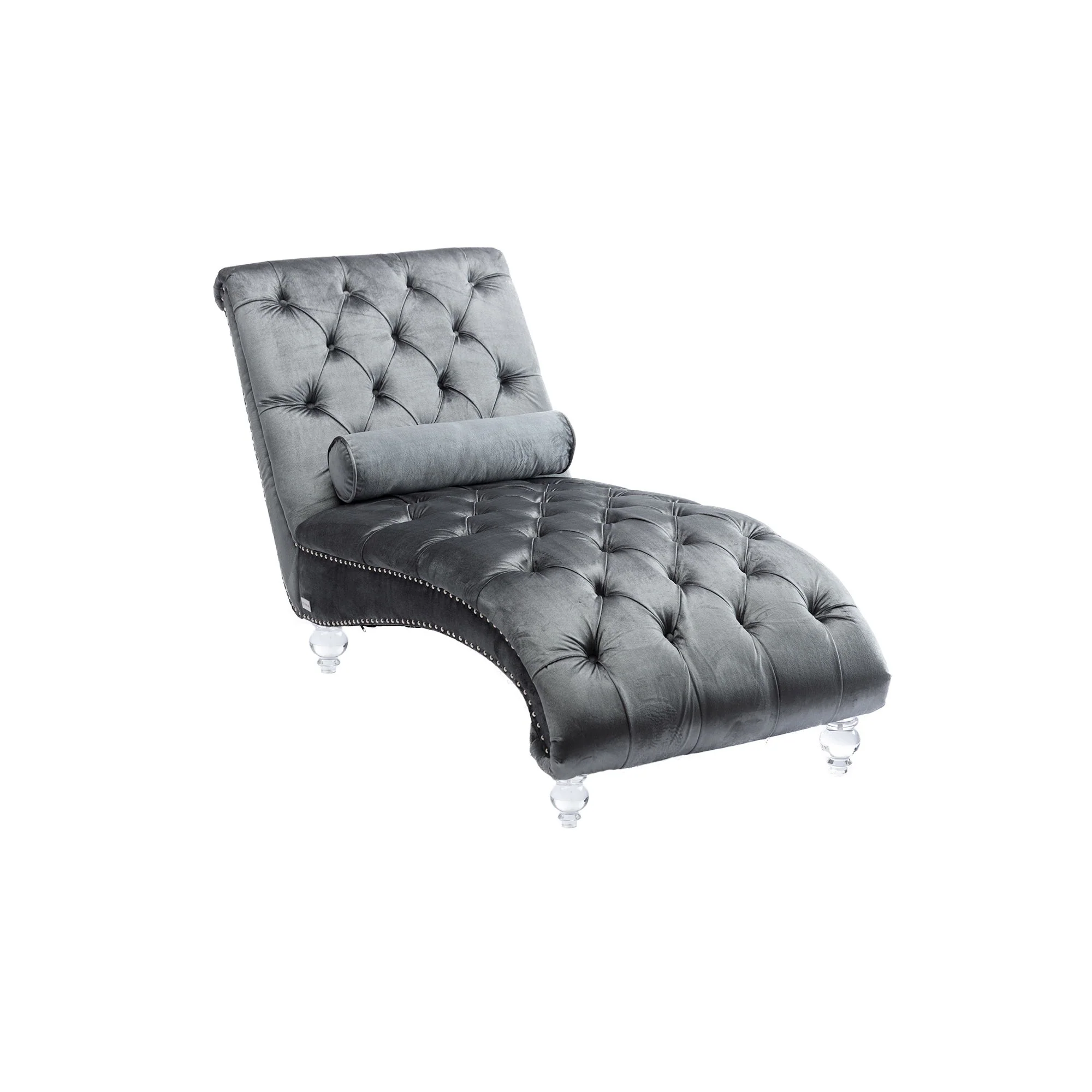 Chaise Lounge Indoor, Button Tufted Upholstered Chaise Lounge Chair With Pillow - Image 6