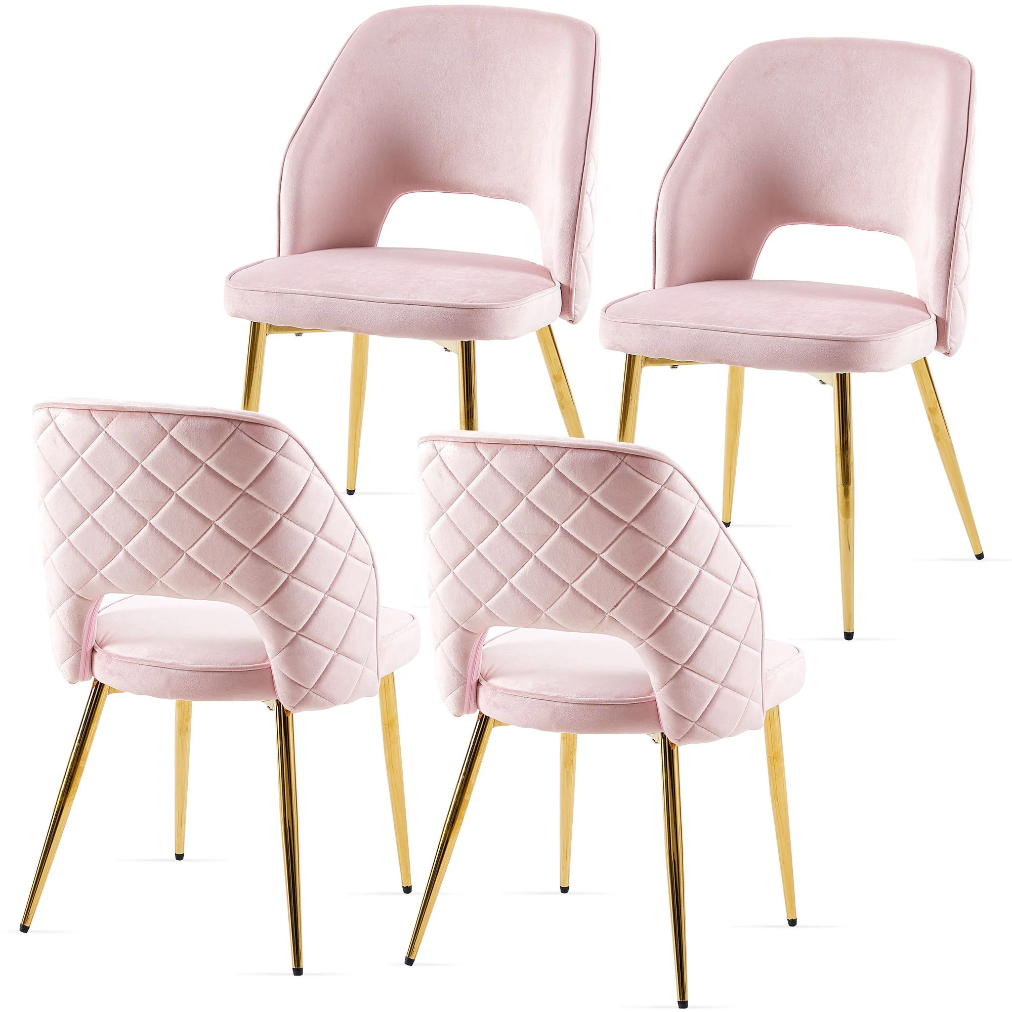 Dining Chairs With Metal Legs And Hollow Back Upholstered Dining Chairs - Image 14