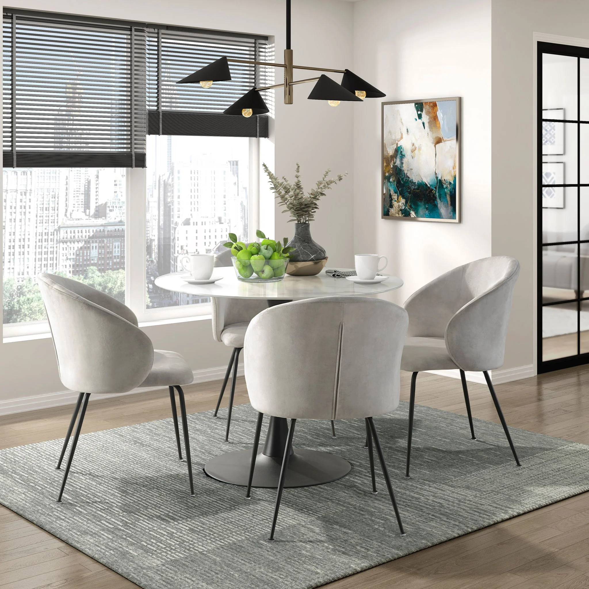 Velvet Upholstery Side Chairs 2 Piece Set With Metal Legs Modern Home Furniture - Beige - Image 2
