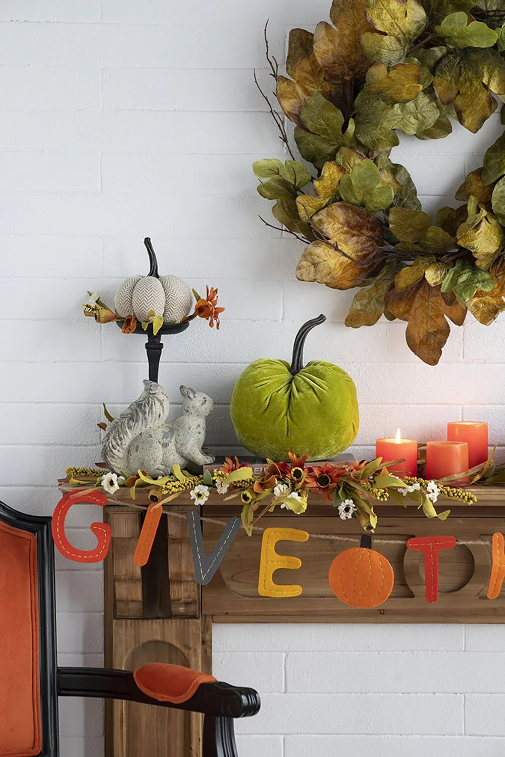 Velvet Weighted Pumpkin With Resin Stem Apple, Pumpkin Ornament Decor For Holiday Harvest Festival Fall Festival & Thanksgiving (Set of 2) - Green - Image 9
