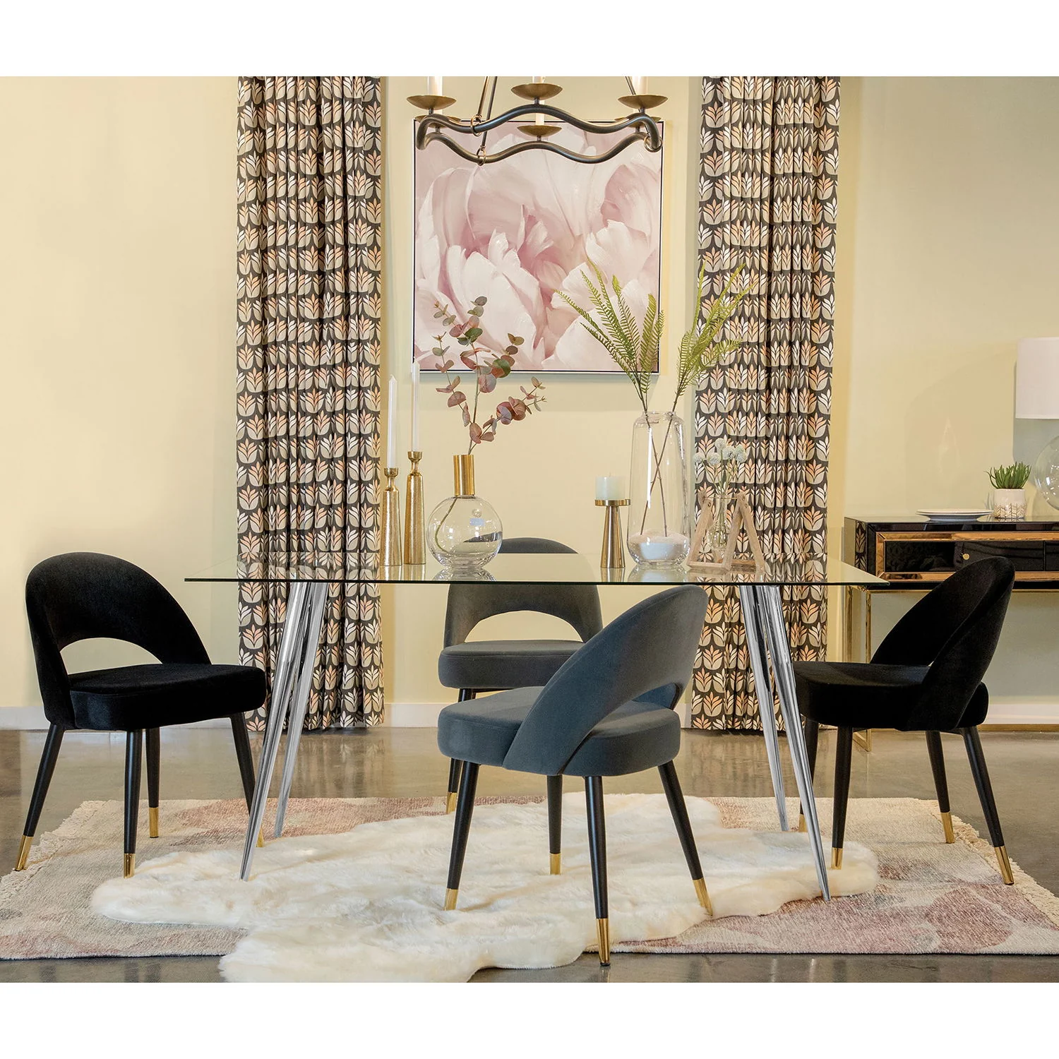 Vendas - Rectangular Glass Top Dining Table - Chrome - Image 2