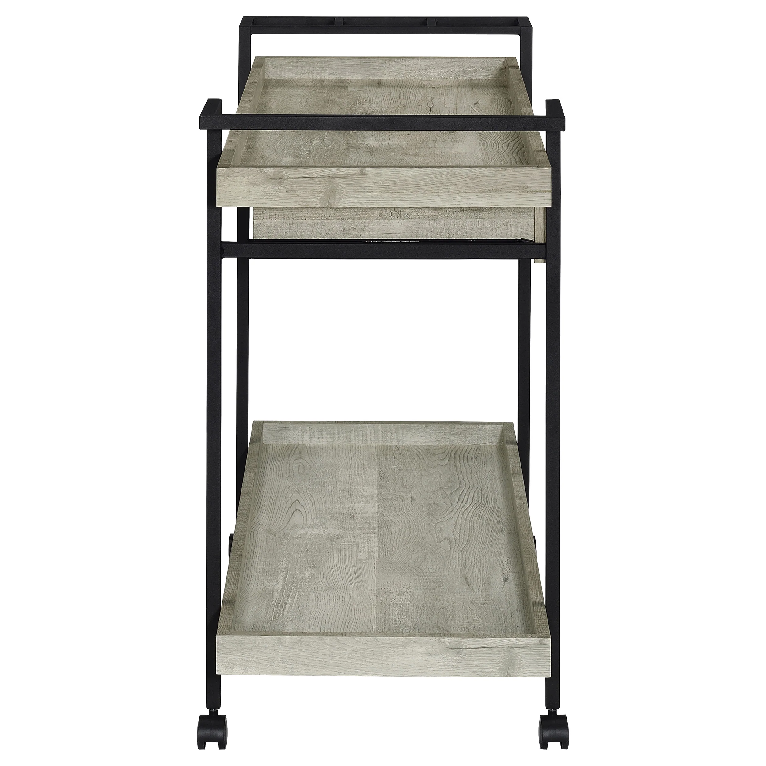 Ventura 1-Drawer Grey Driftwood Bar Cart with Casters - Image 8