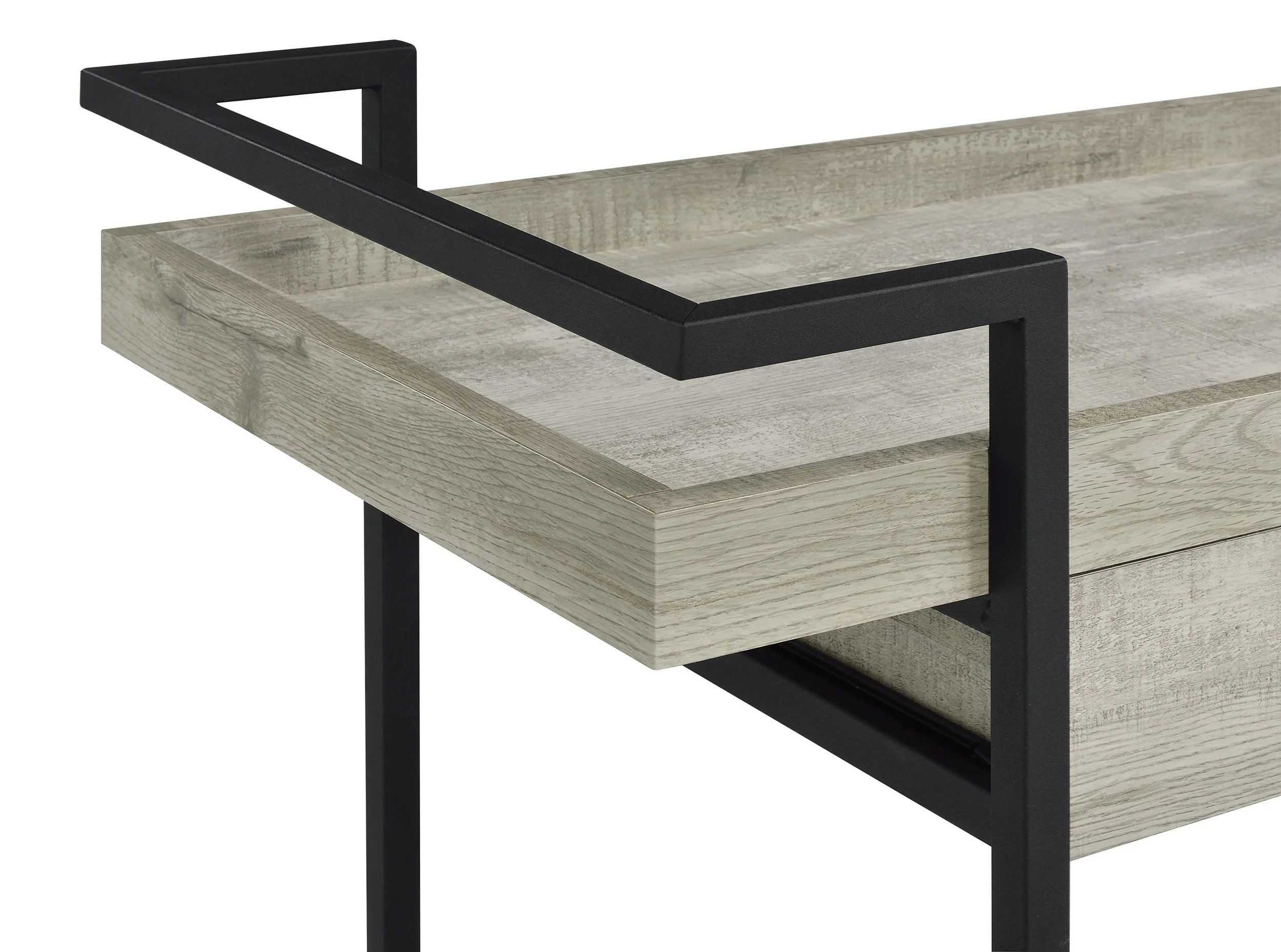 Ventura 1-Drawer Grey Driftwood Bar Cart with Casters - Image 9
