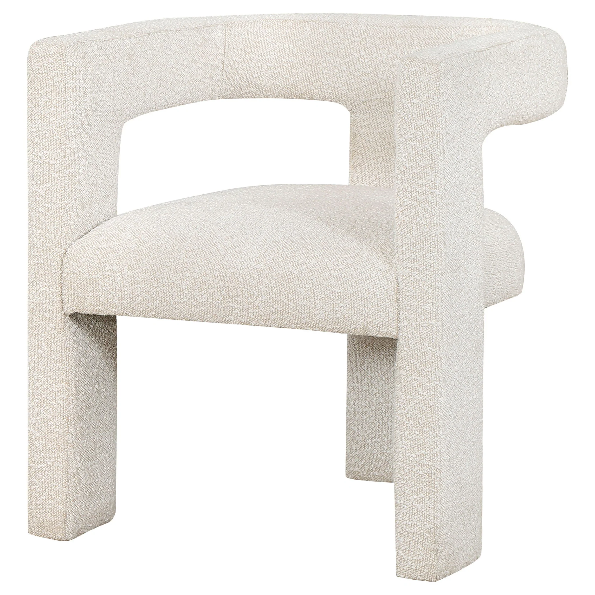 Verda - Upholstered Accent Side Chair In Soft With Rounded Open Back And 3 Leg Base - White - Image 8