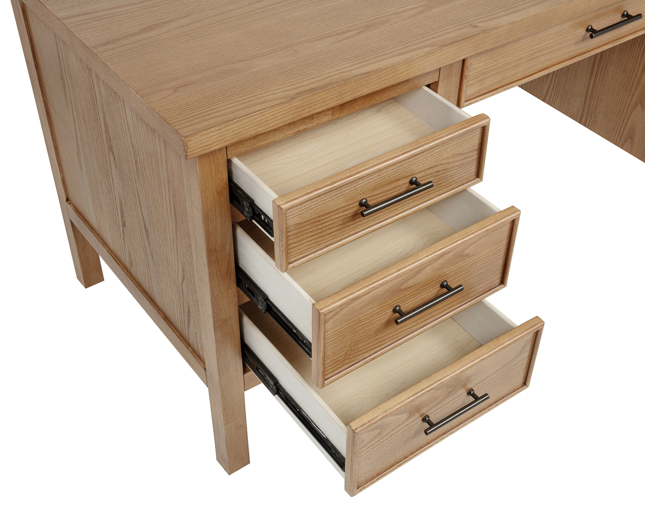 Vermes 66-Inch 7-Drawer Computer Desk - Light Ash - Image 5