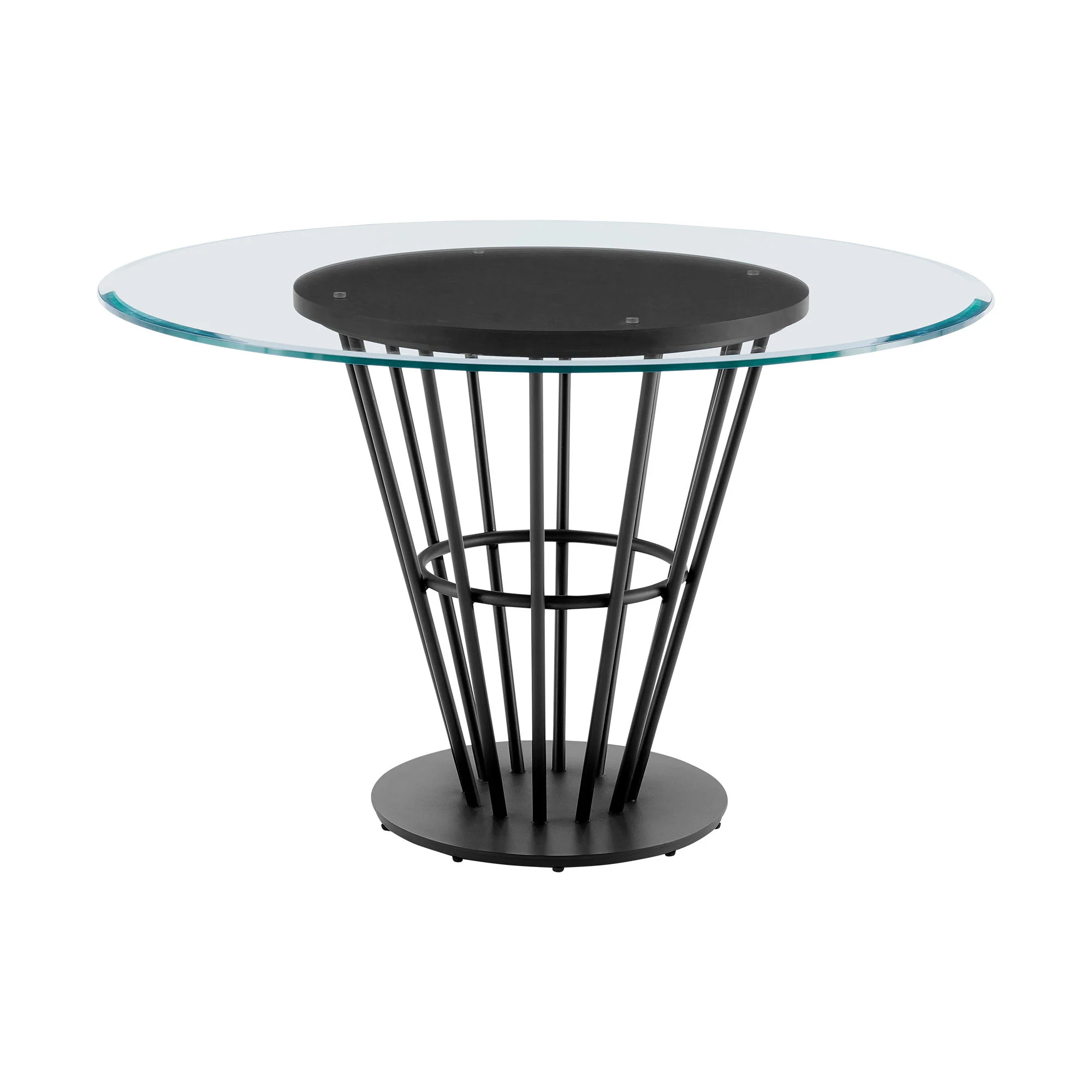 Veronica Shannon -Round Glass Dining Table Set - Matte Black Legs - Image 6