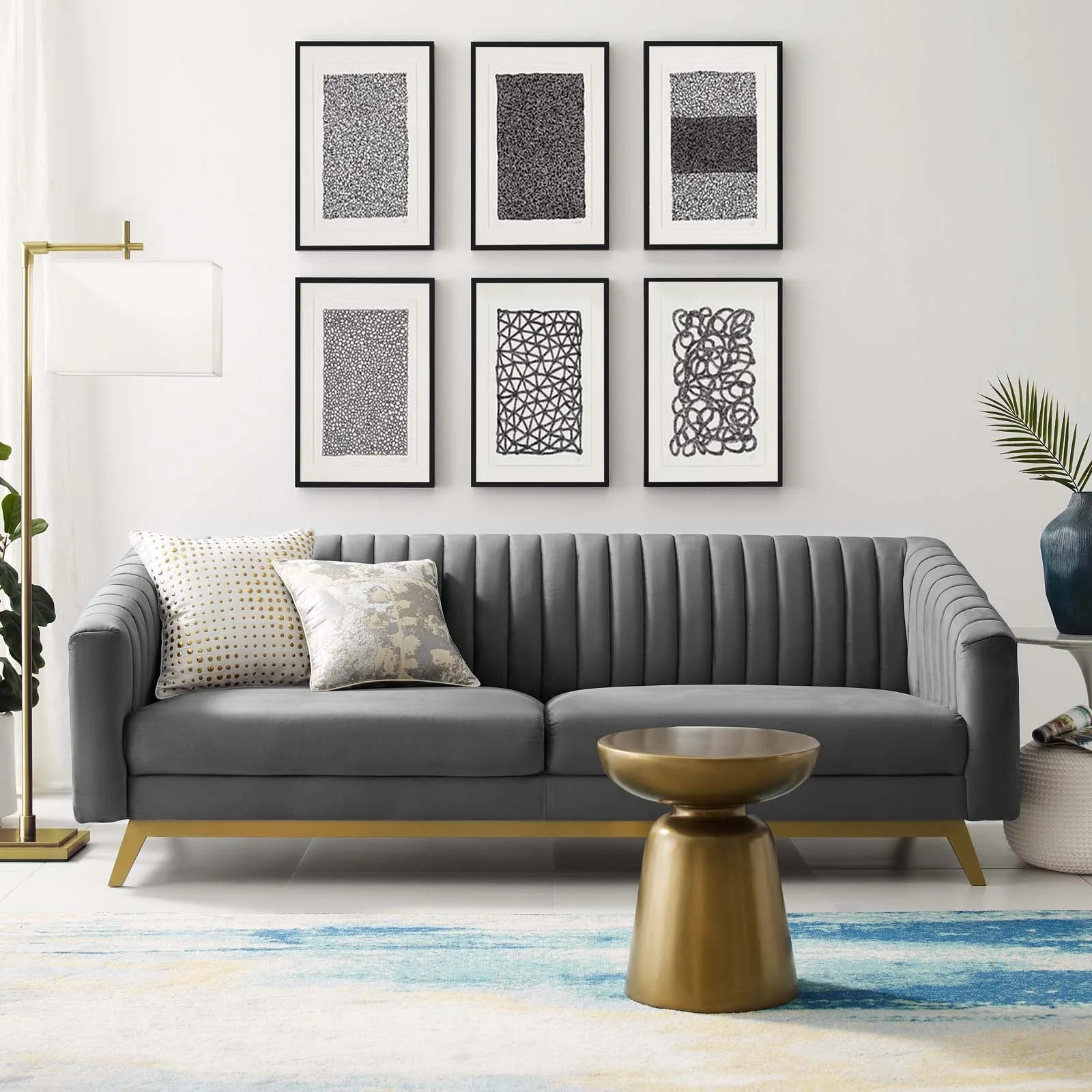 Vertical Channel Tufted Performance Velvet Sofa - Image 5