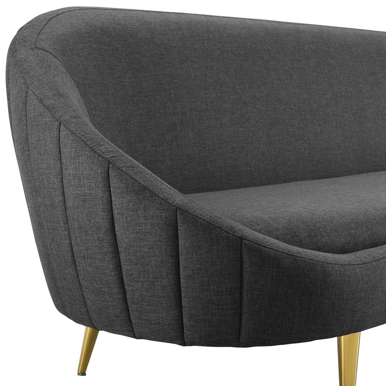 Vertical Curve Back Fabric Sofa with Gold Stainless Steel Legs - Image 5