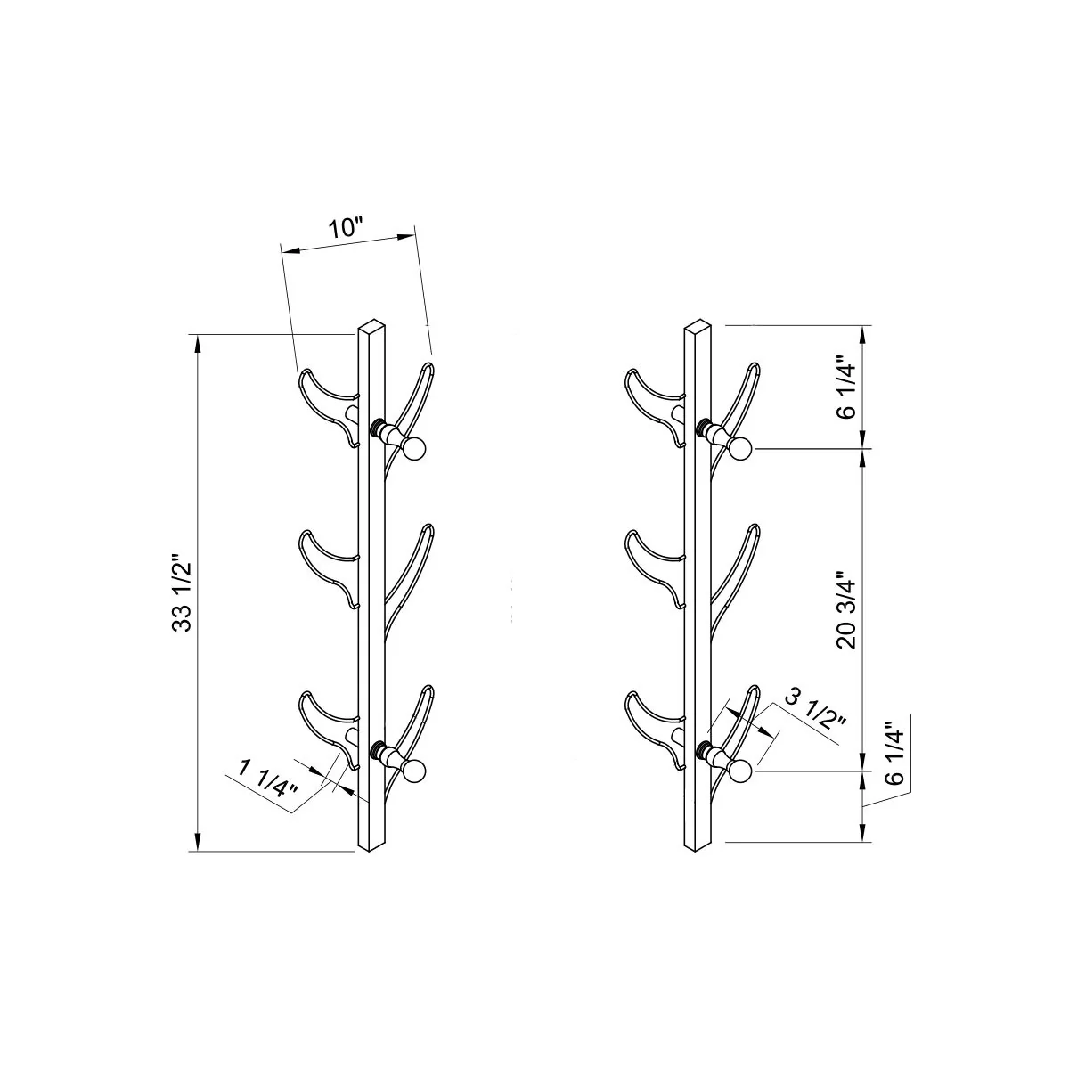 Vertical Eight Hook Coat Rack Wall Mount - Image 9