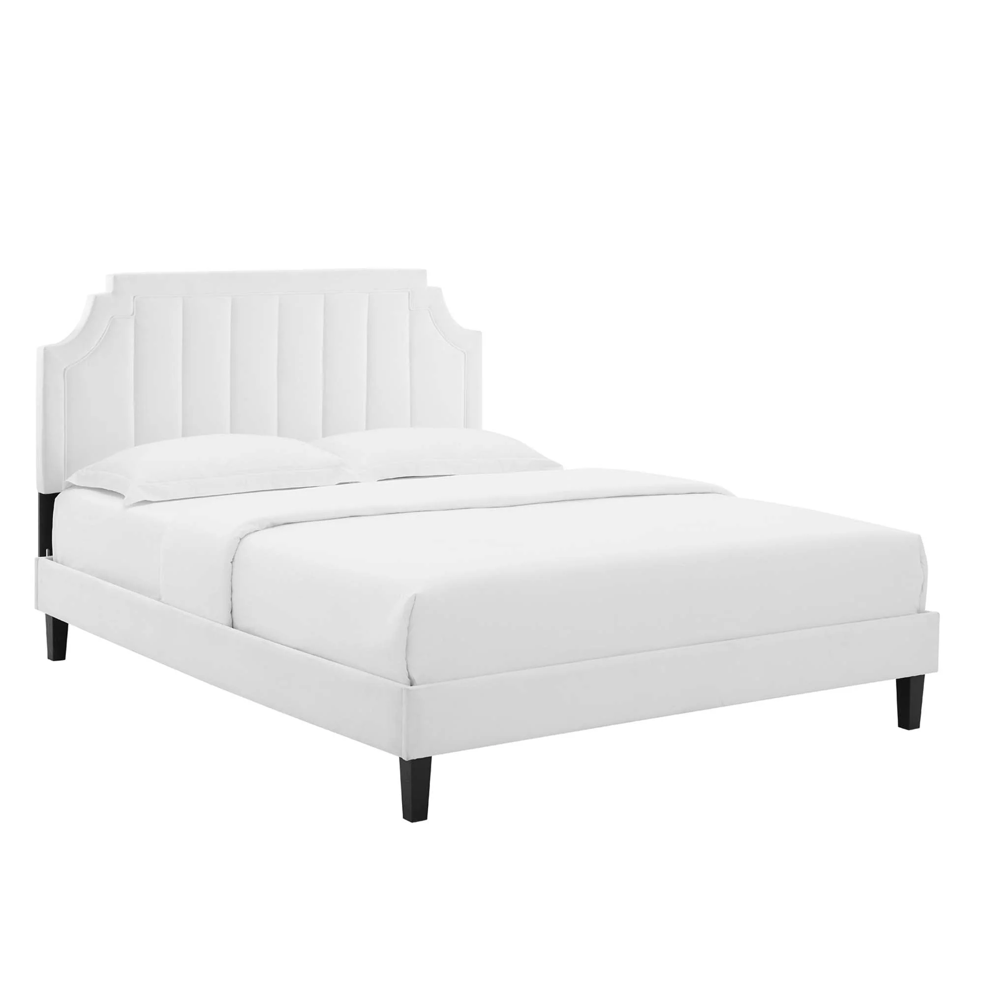 Vertical Tufted Performance Velvet Platform Bed - Image 41