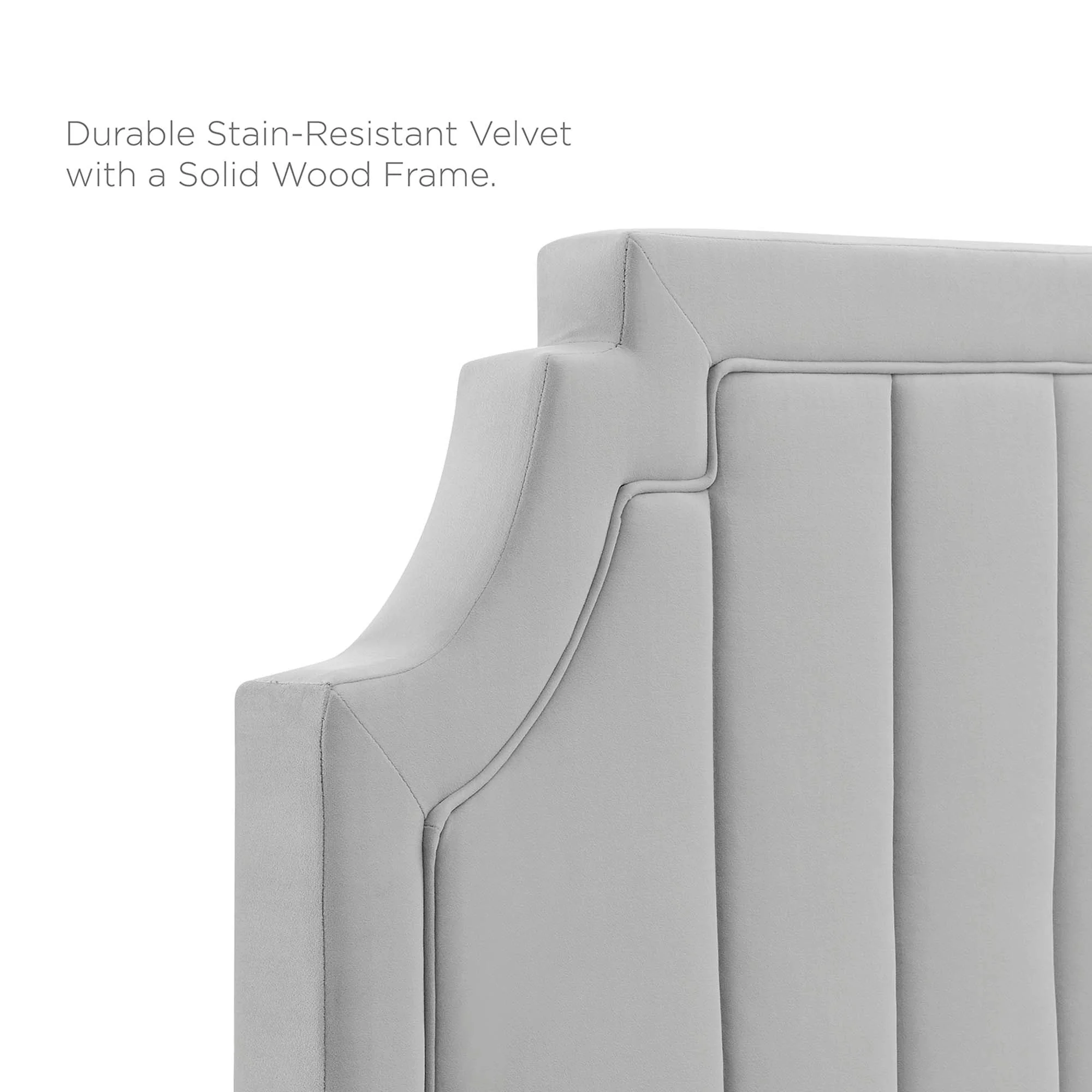 Vertical Tufted Performance Velvet Platform Bed - Image 8