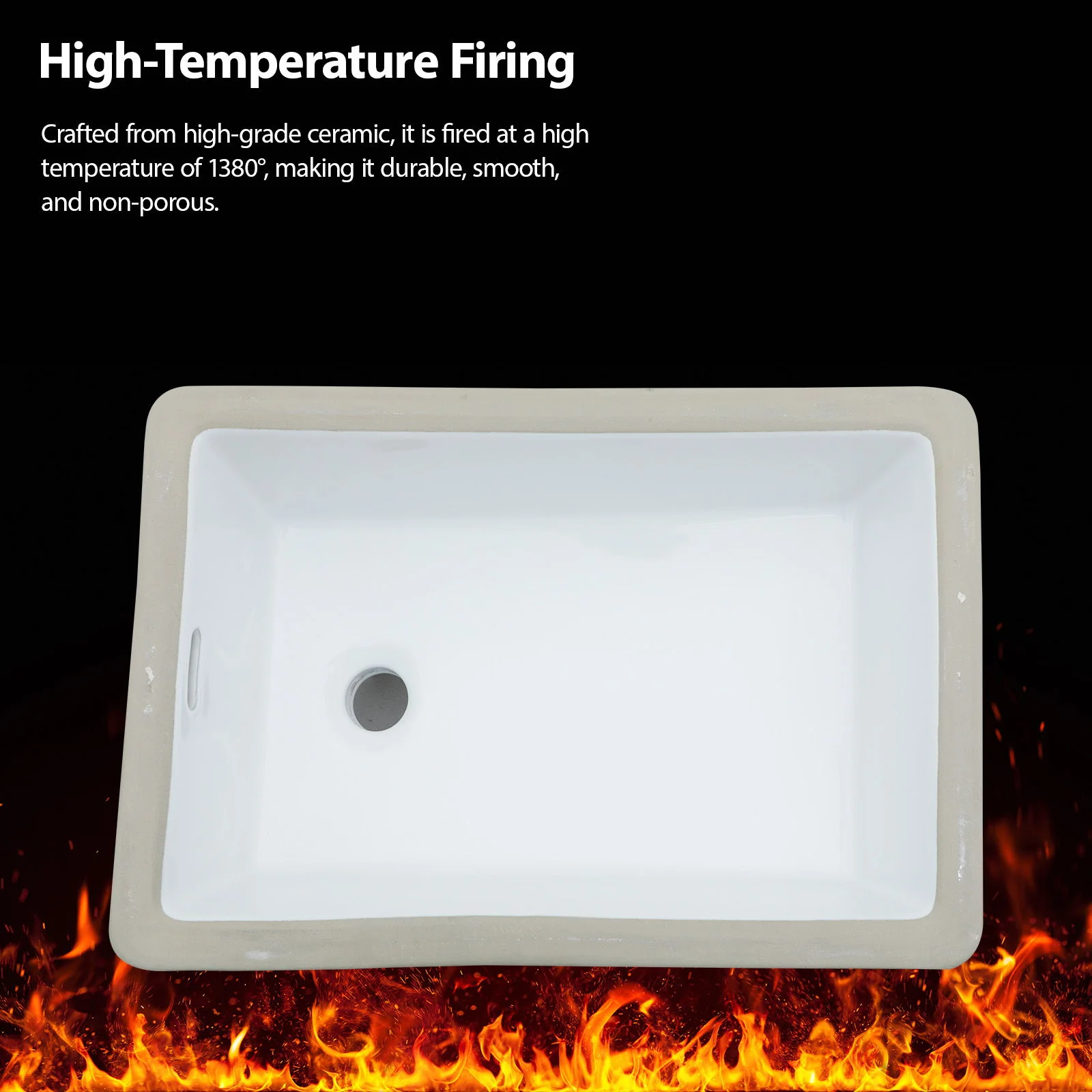 Vertical Undermount Bathroom Sink With Overflow - White - Image 8