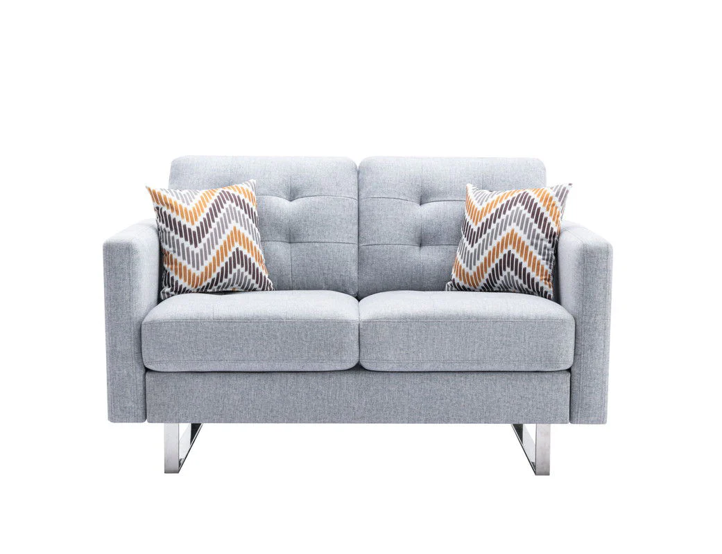 Victoria - Fabric Loveseat With Metal Legs, Side Pockets, And Pillows - Image 3