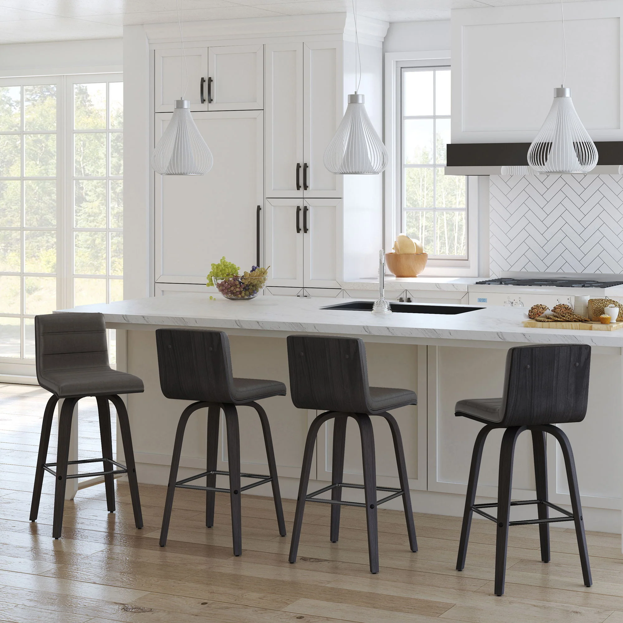 Vienna - 26" Swivel Counter Stool - Black Wood - Image 11