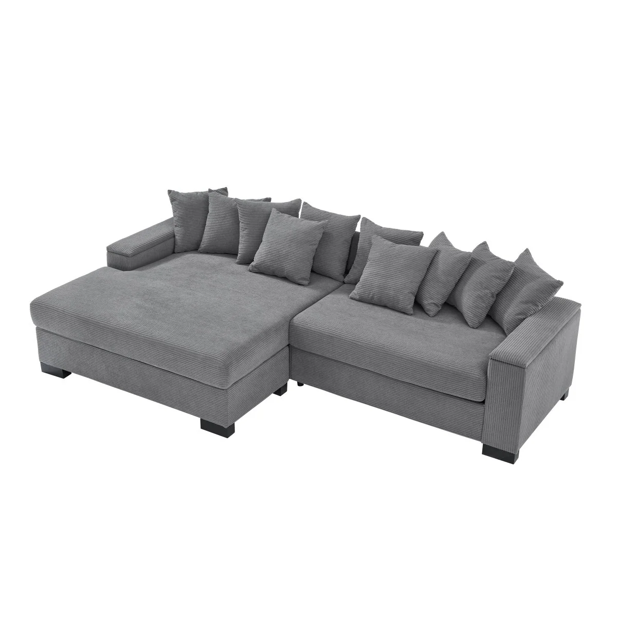 Vienna Corduroy Sectional Sofa L Shape with Storage Arm Beige or Gray - Image 12