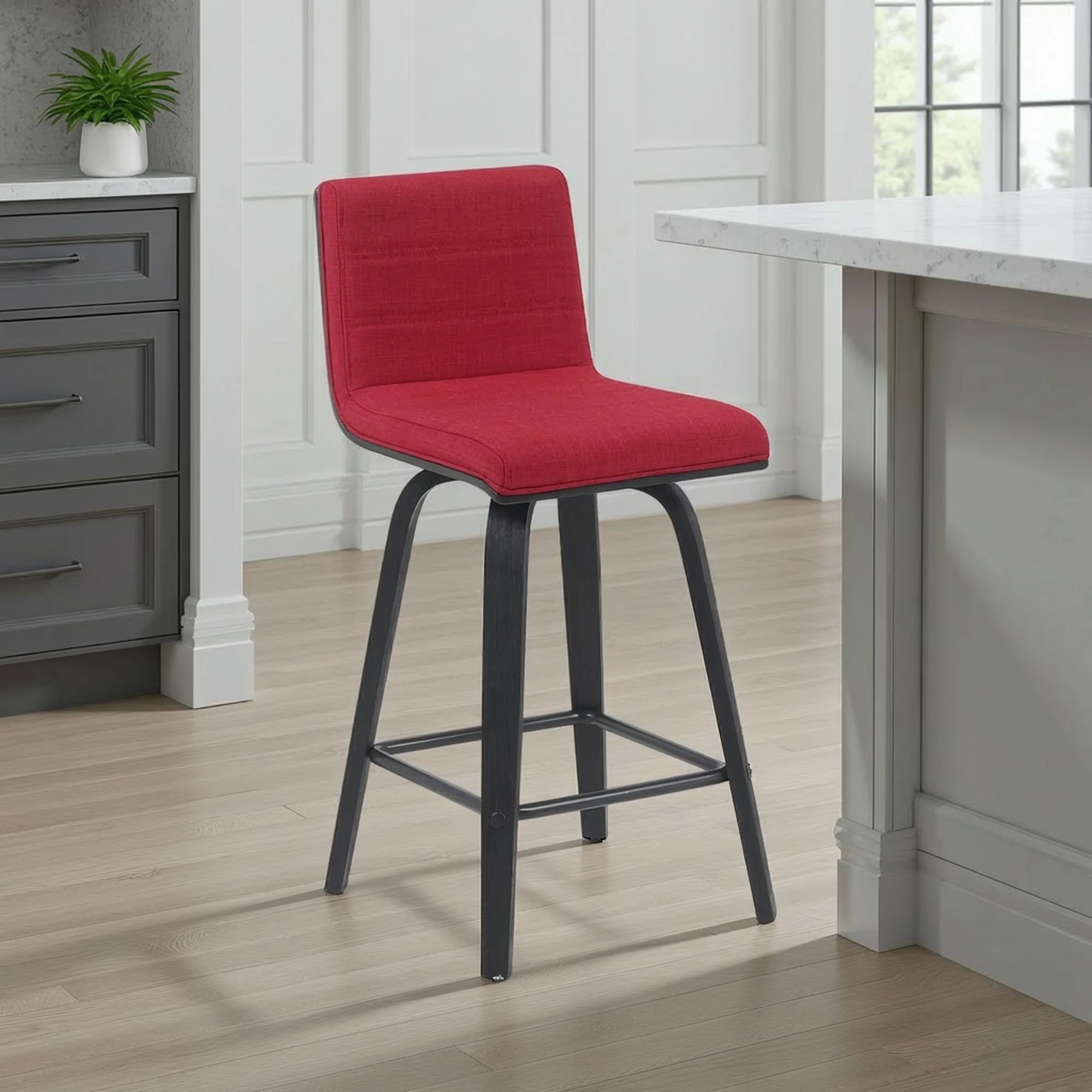 Vienna - Modern Counter Height Swivel Bar Stool - Black Brushed Wood Frame - Image 15