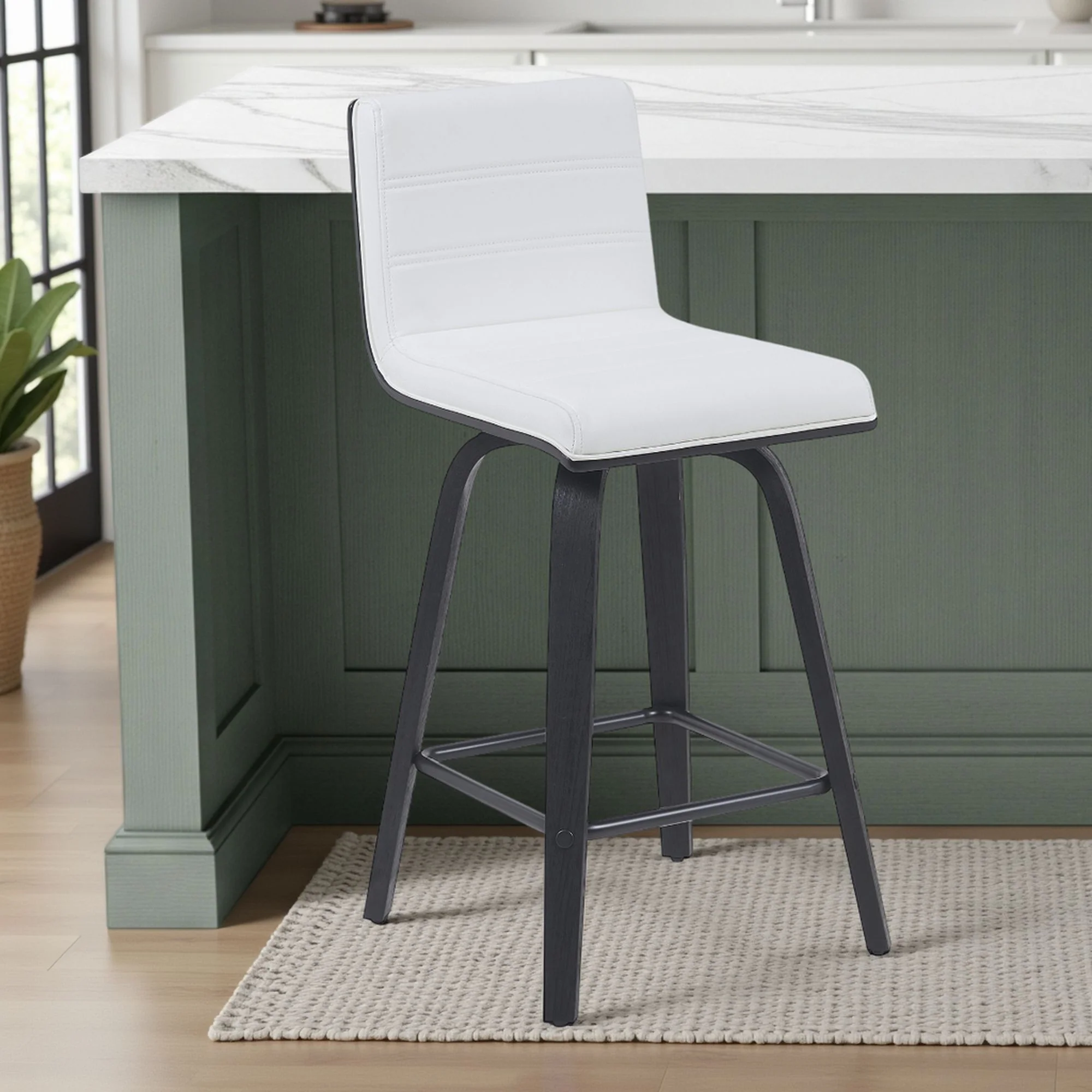 Vienna - Modern Counter Height Swivel Bar Stool - Black Brushed Wood Frame - Image 23