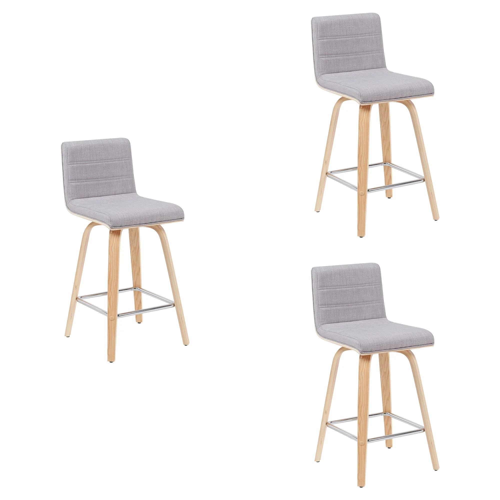 Vienna - Modern Counter Height Swivel Bar Stool - Patterned Oak Wood Frame - Image 3
