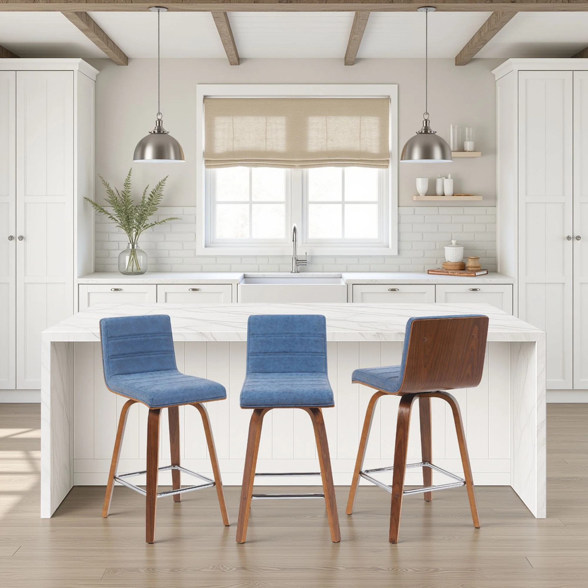 Vienna - Modern Counter Height Swivel Bar Stool - Walnut Finished Wood Frame - Image 38