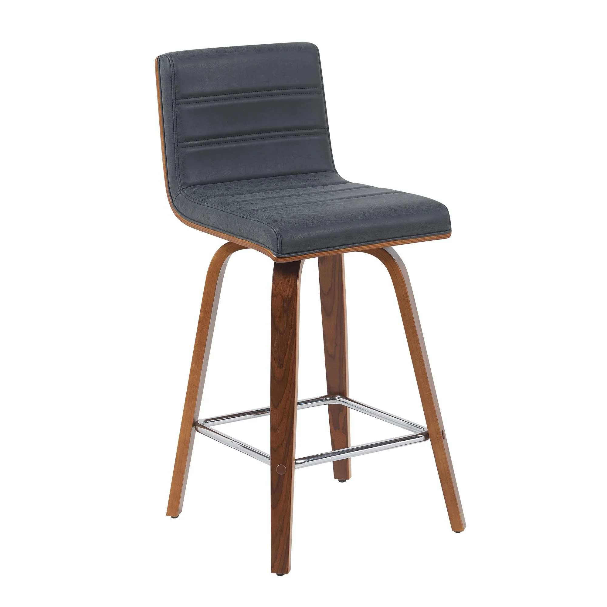 Vienna - Modern Counter Height Swivel Bar Stool - Walnut Finished Wood Frame - Image 6