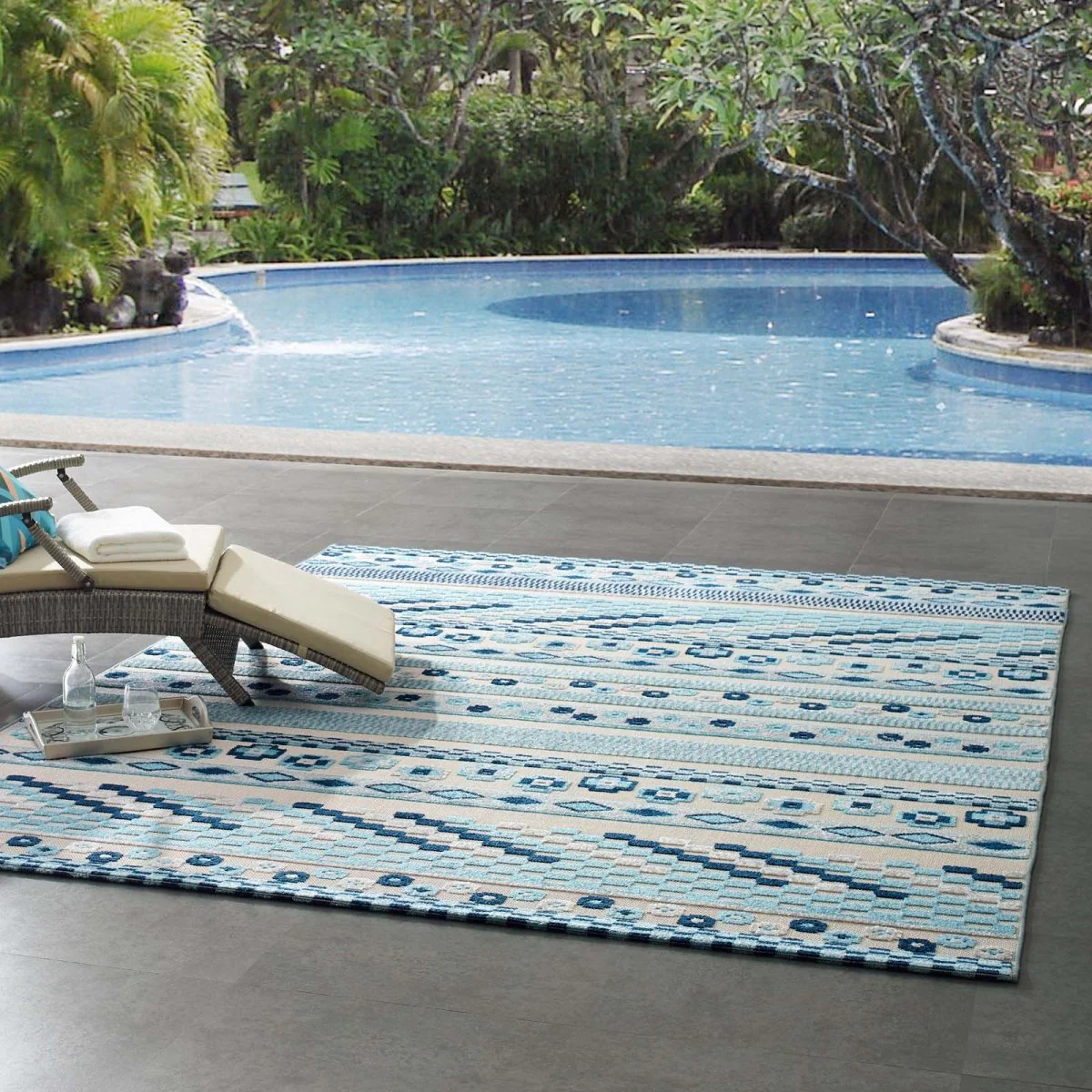 Vintage Abstract Geometric Lattice Indoor/Outdoor Area Rug Collection Designs - Image 17