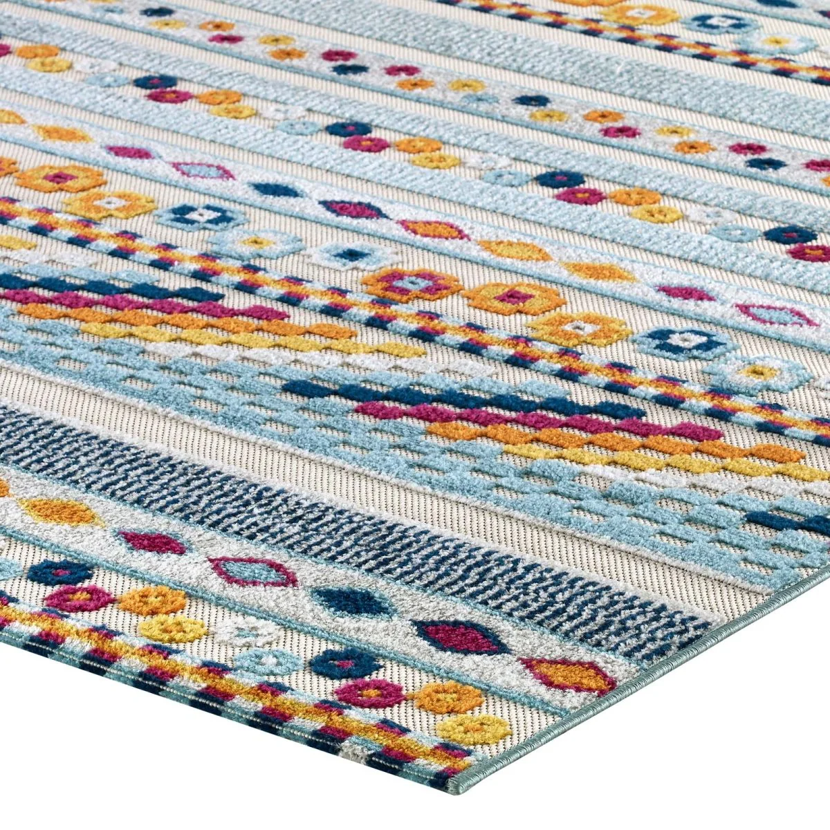 Vintage Abstract Geometric Lattice Indoor/Outdoor Area Rug Collection Designs - Image 4