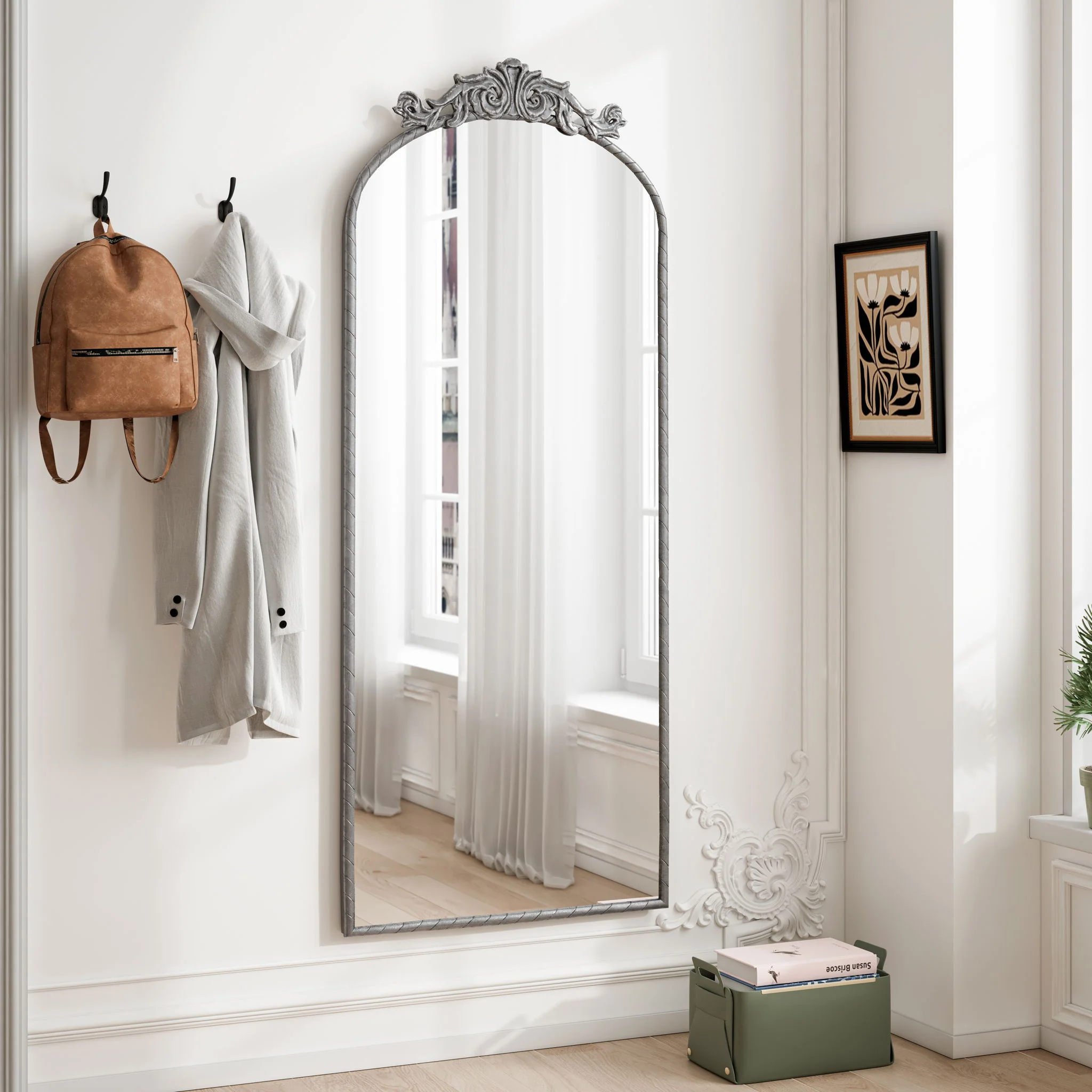 Vintage Arched Full Body Mirror, Wall Mounted For Living Room - Image 15