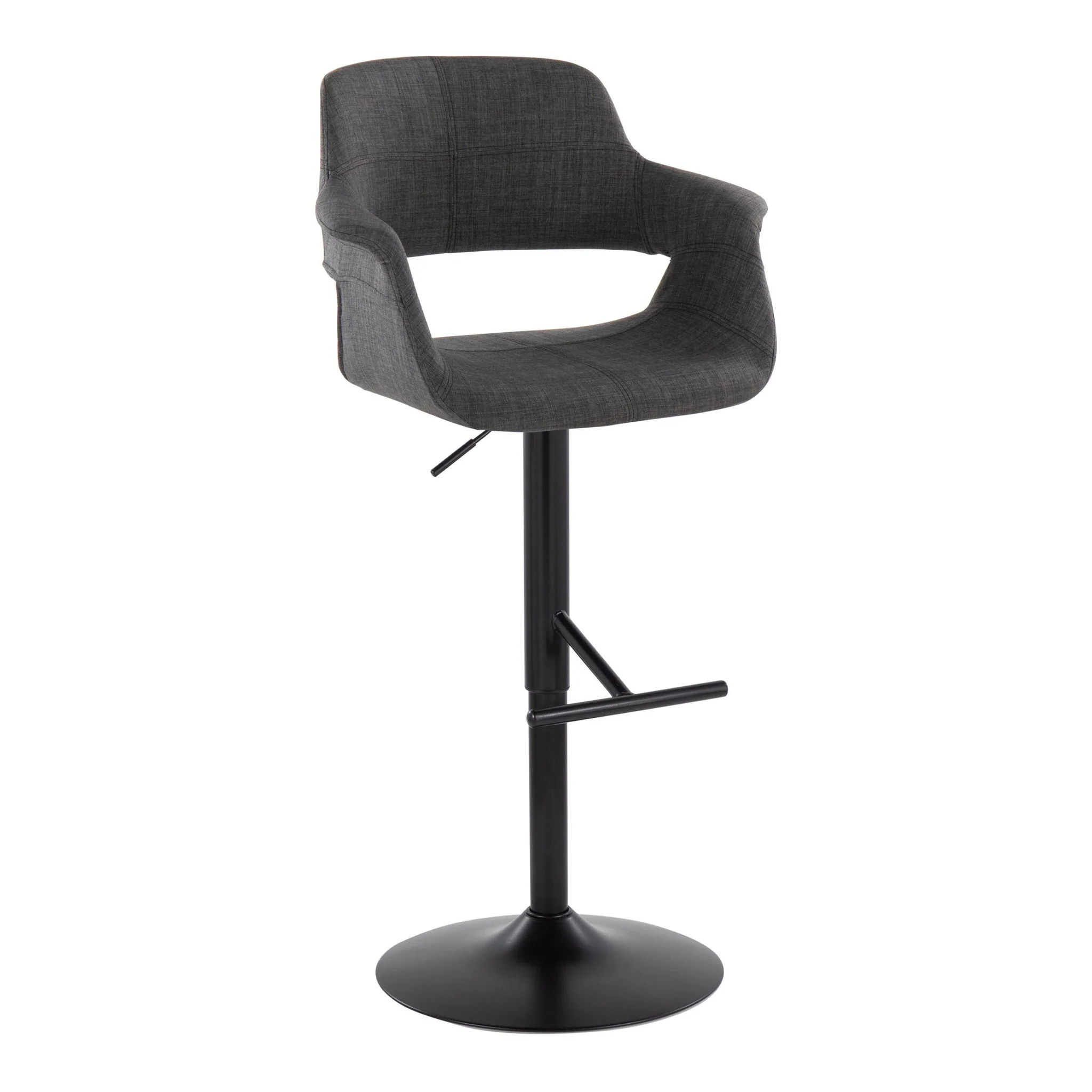 Vintage Flair - Mid Century Modern Adjustable Barstool With Straight T Footrest (Set of 2) - Image 2