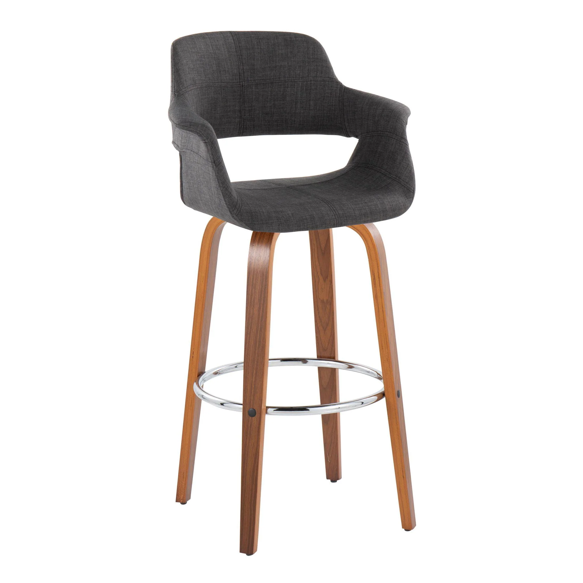 Vintage Flair - Mid Century Modern Fixed Height Barstool With Swivel & Round Footrest (Set of 2) - Image 3