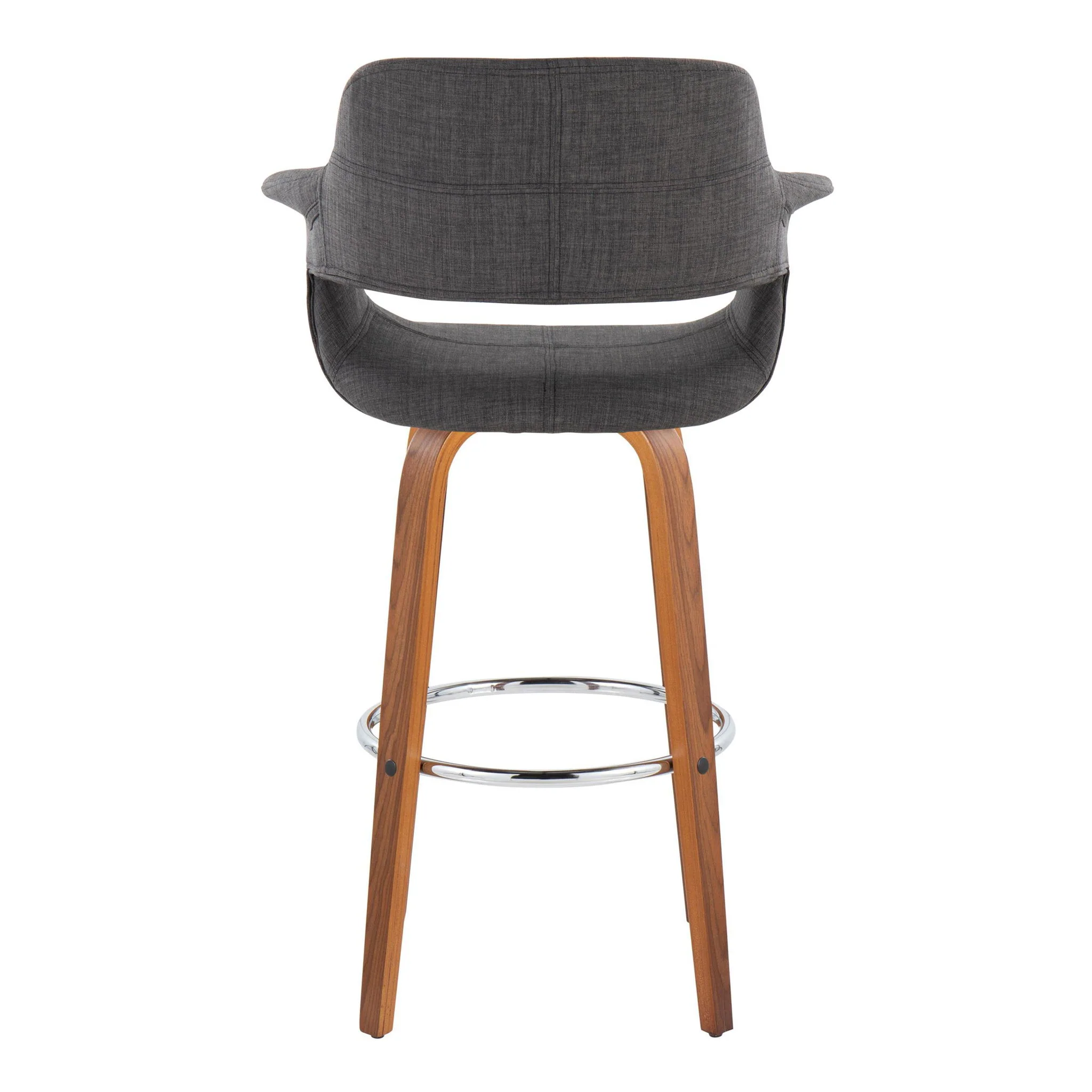 Vintage Flair - Mid Century Modern Fixed Height Barstool With Swivel & Round Footrest (Set of 2) - Image 4