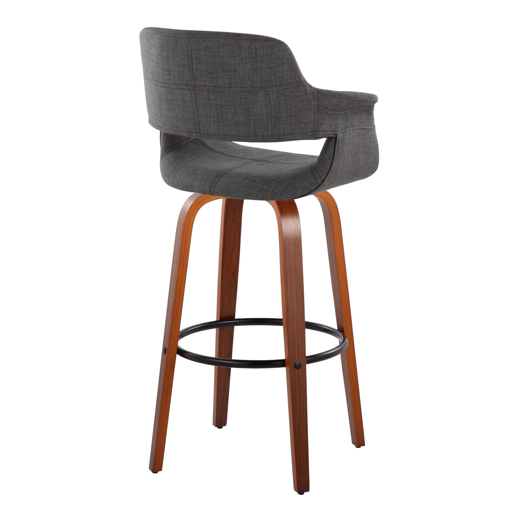 Vintage Flair - Mid Century Modern Fixed Height Barstool With Swivel With Round Footrest (Set of 2) - Image 4