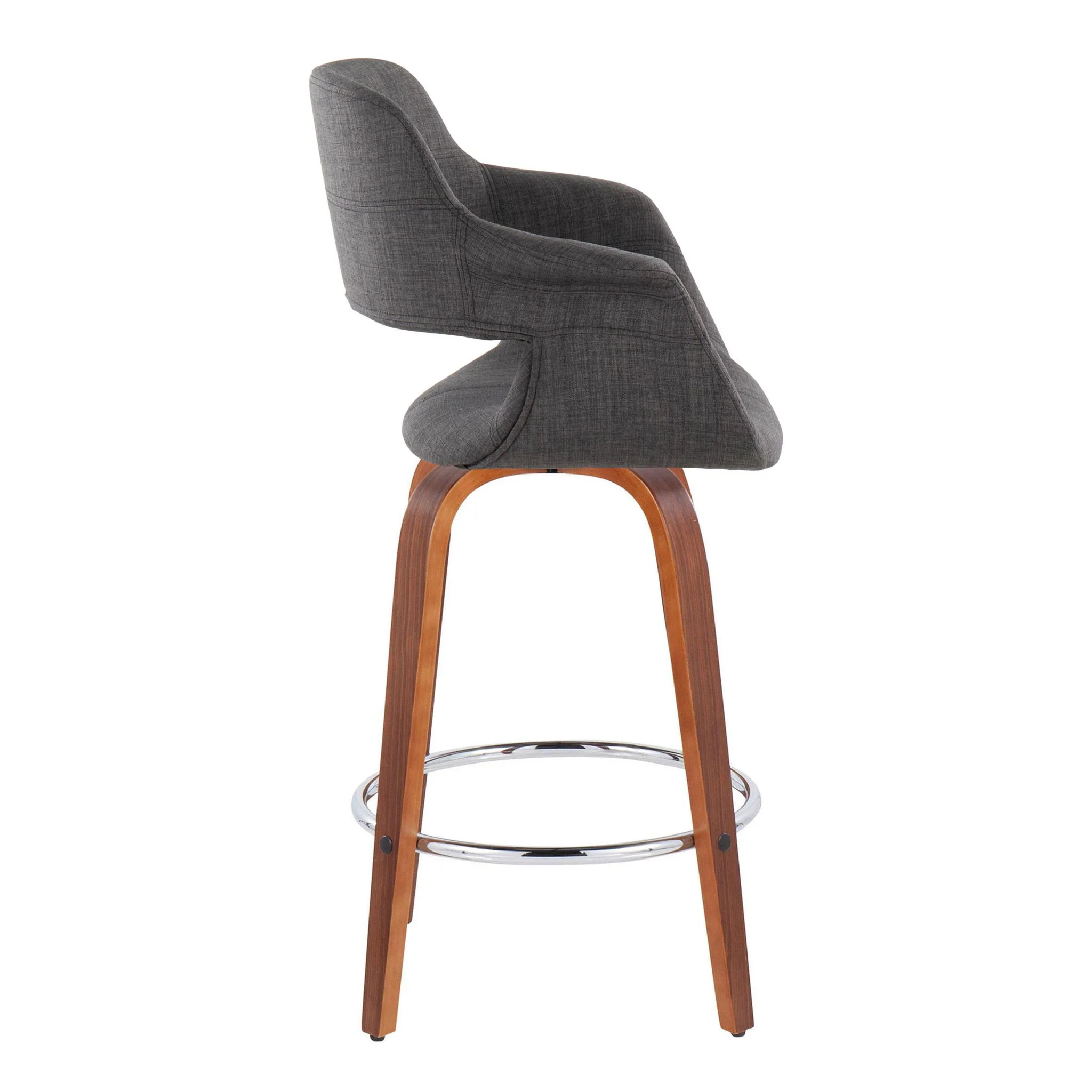Vintage Flair - Mid-Century Modern Fixed Height Counter Stool With Swivel With Round Footrest (Set of 2) - Image 4