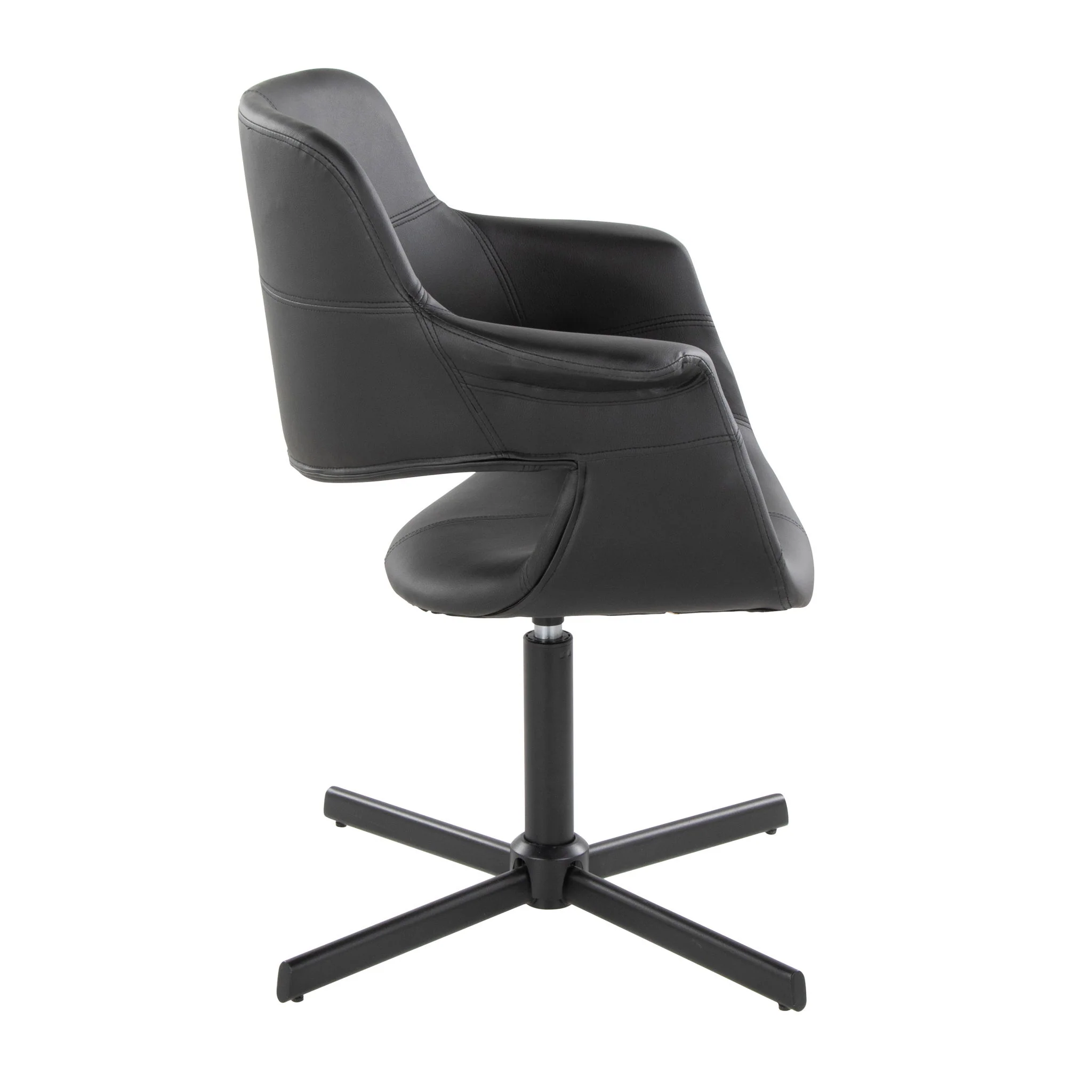 Vintage Flair - Mid-Century Modern Swivel Chair With X - Pedestal - Black - Image 4