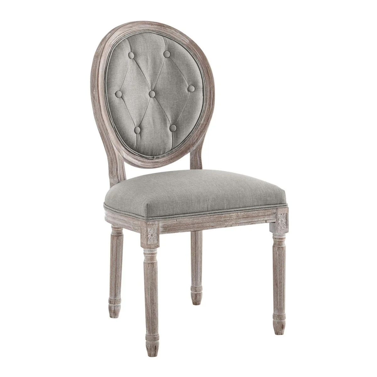 Vintage French Oval Back Fabric Dining Side Chair Set of 2 - Image 2