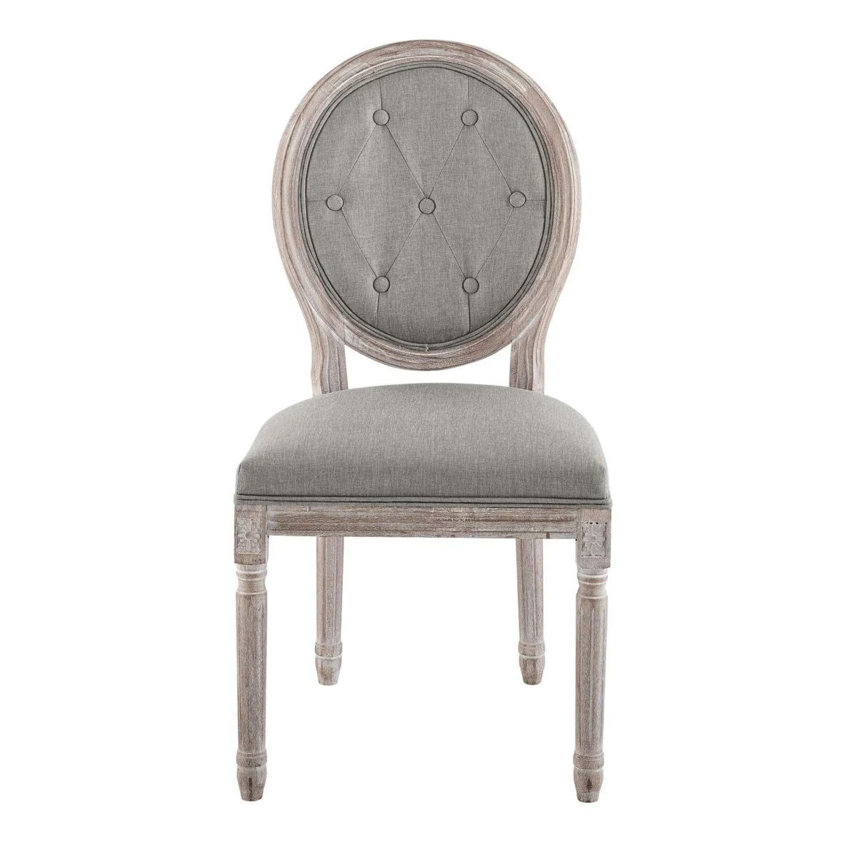Vintage French Oval Back Fabric Dining Side Chair Set of 2 - Image 5
