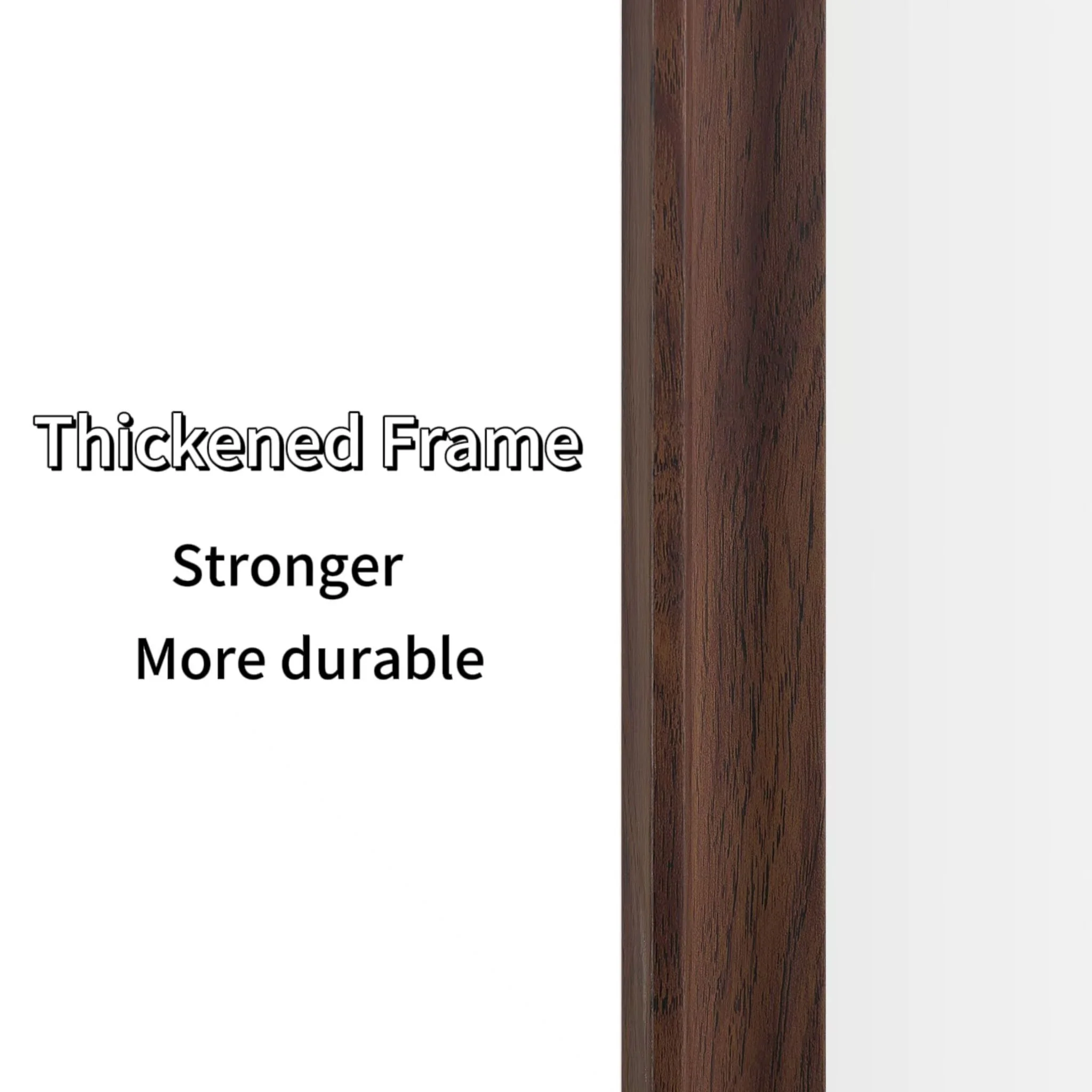 Vintage Full Length Mirror Wall Mounted With Faux Wooden Frame - Brown - Image 6