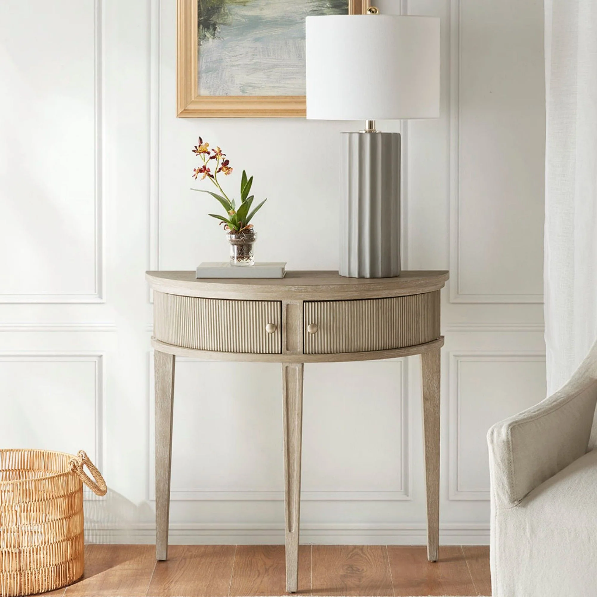 Vintage Inspired Storage Console Table With Fluted Doors - Image 13