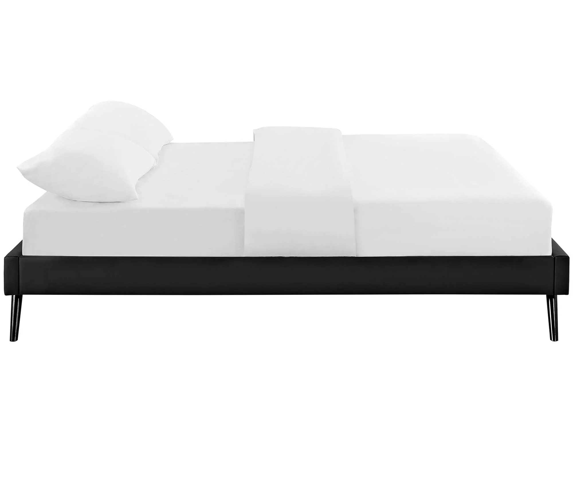 Vinyl Upholstered Platform Bed with Round Splayed Legs - Image 18