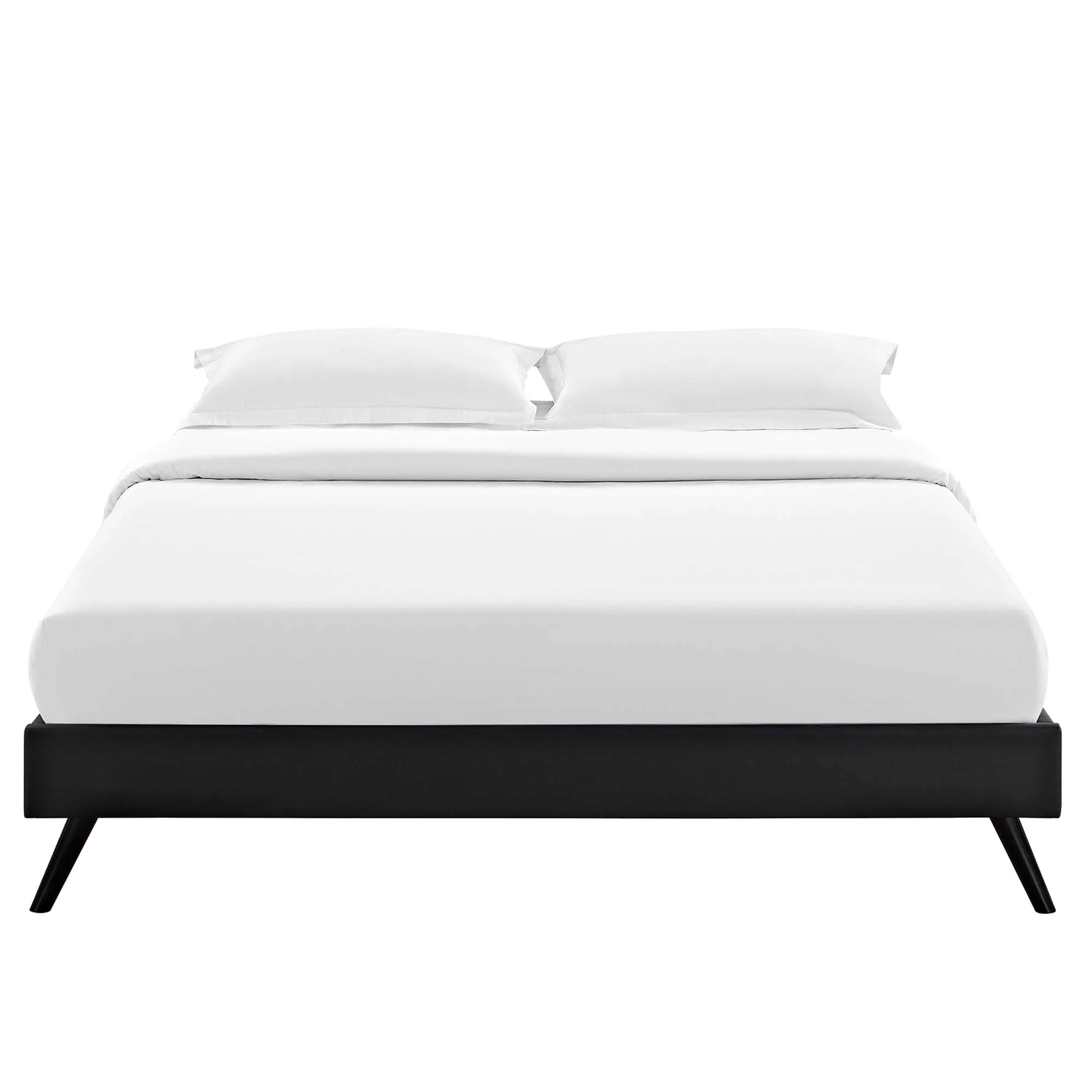 Vinyl Upholstered Platform Bed with Round Splayed Legs - Image 9
