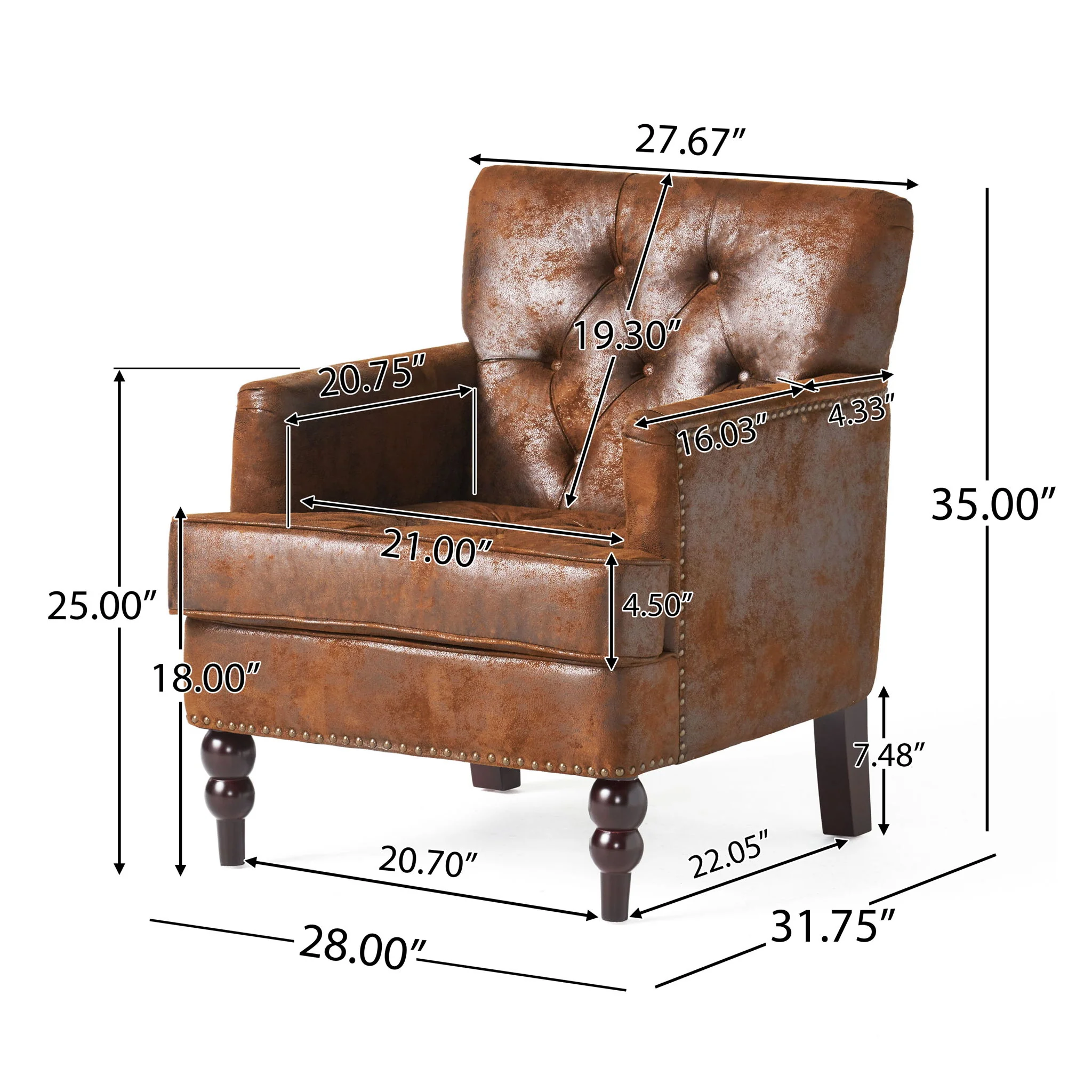 Vitality - Club Chair With Button Tufted Diamond Stitching And Turned Legs - Image 22