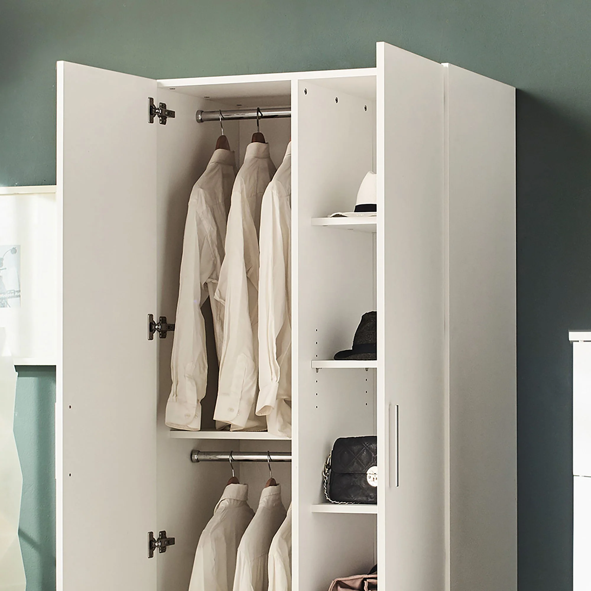 Viviane - Closet With Hanging Bars And 5 Shelves - White - Image 2