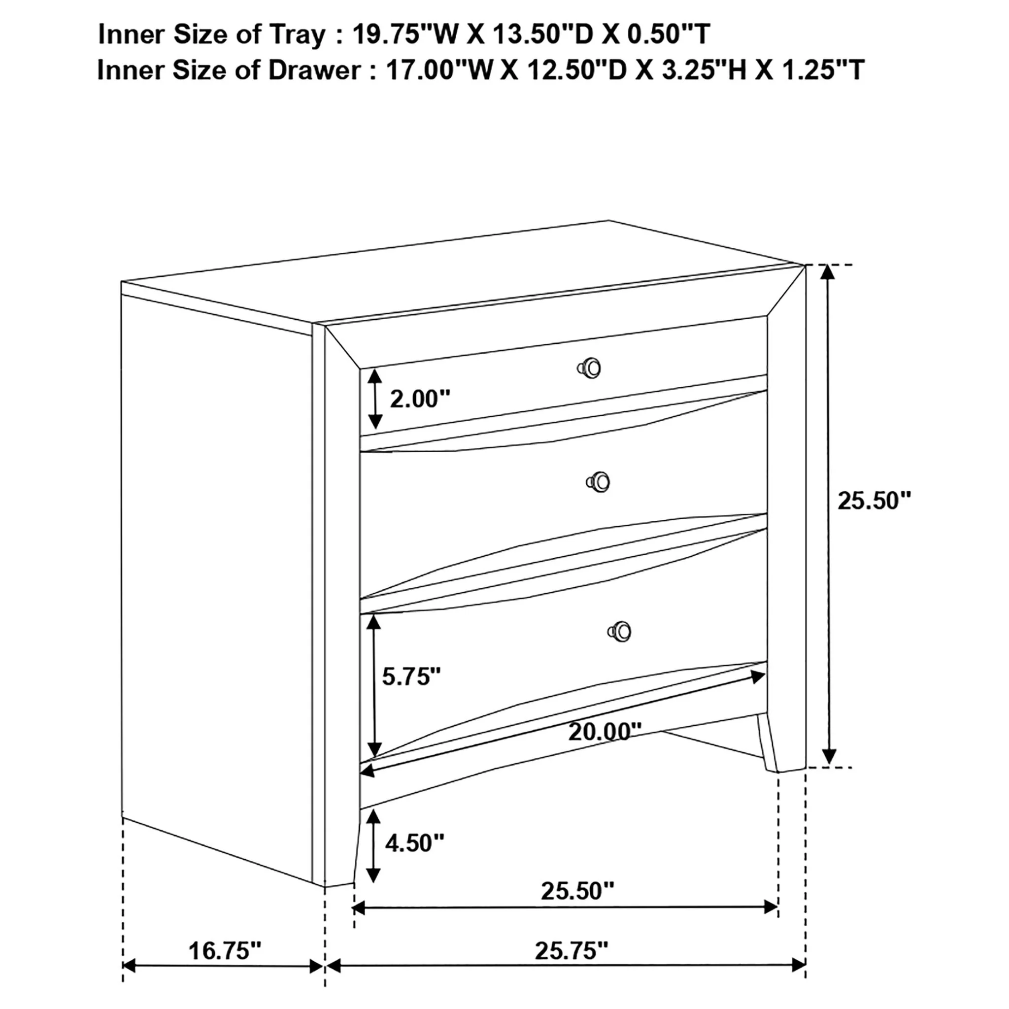 Vollenhove - 2 Drawer Nightstand With Pull Out Tray Storage Solution - Black - Image 4
