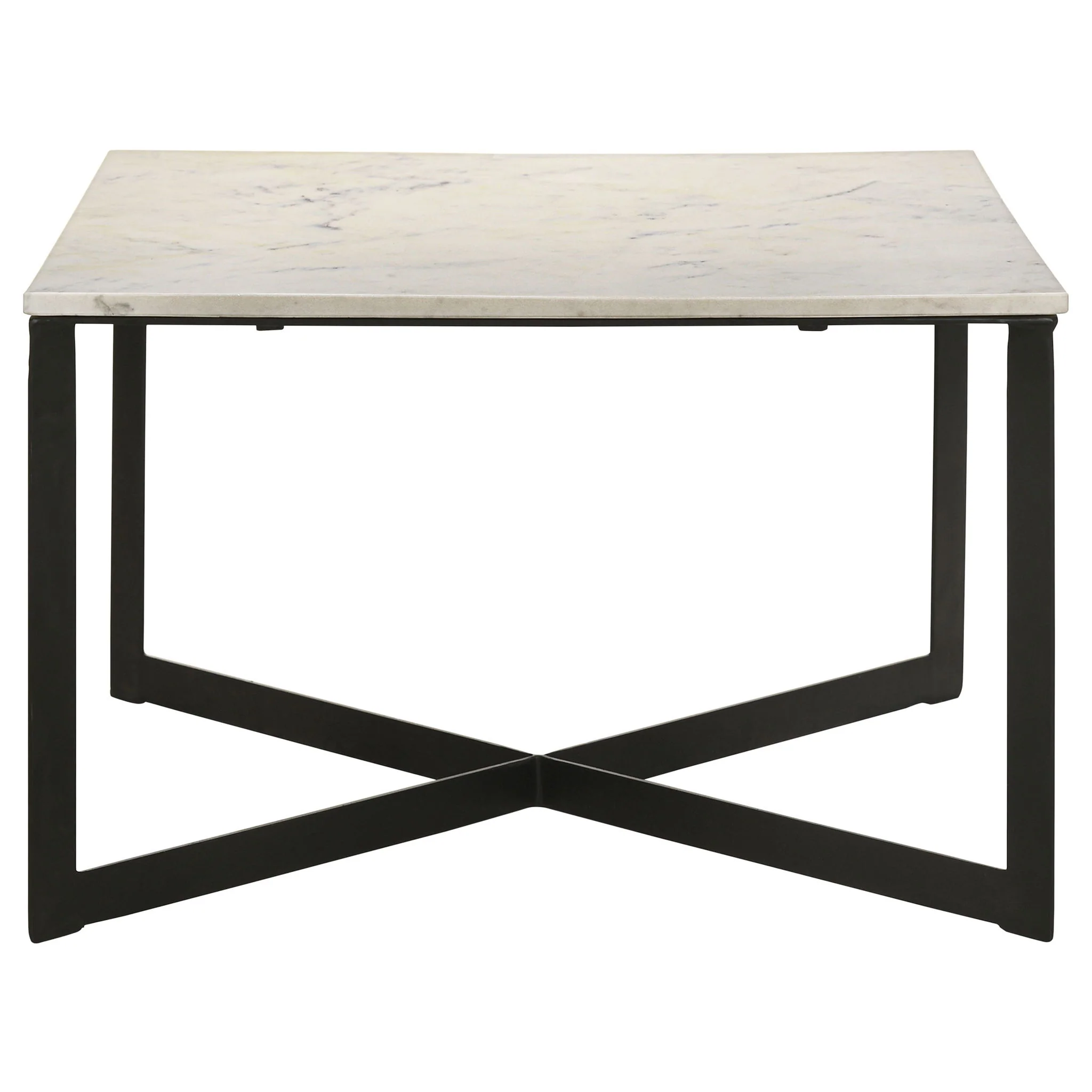 Volz - Square Coffee Table With Crisscross Base - White Marble - Image 7