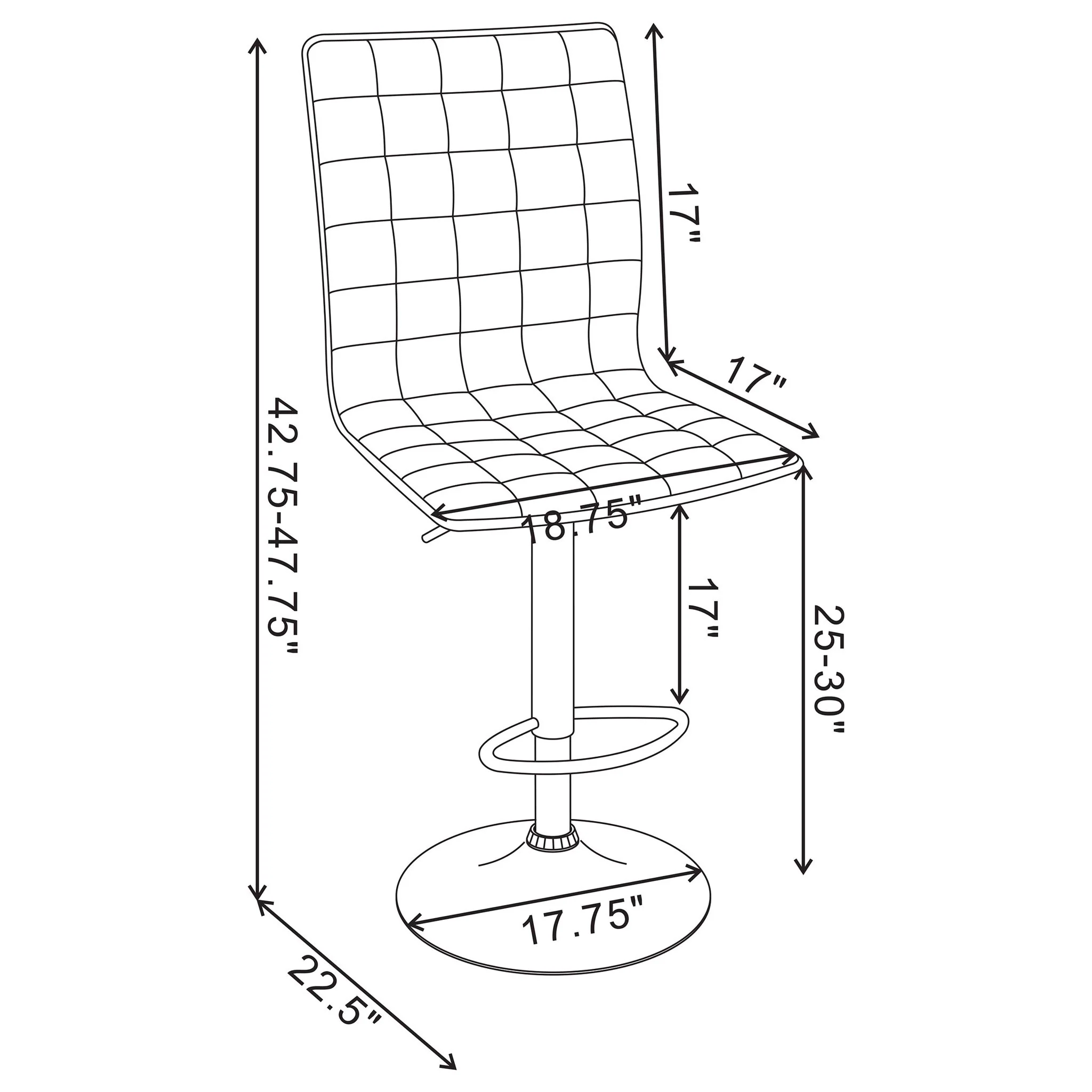 Waffle - Adjustable Bar Stool (Set of 2) - Black - Image 3