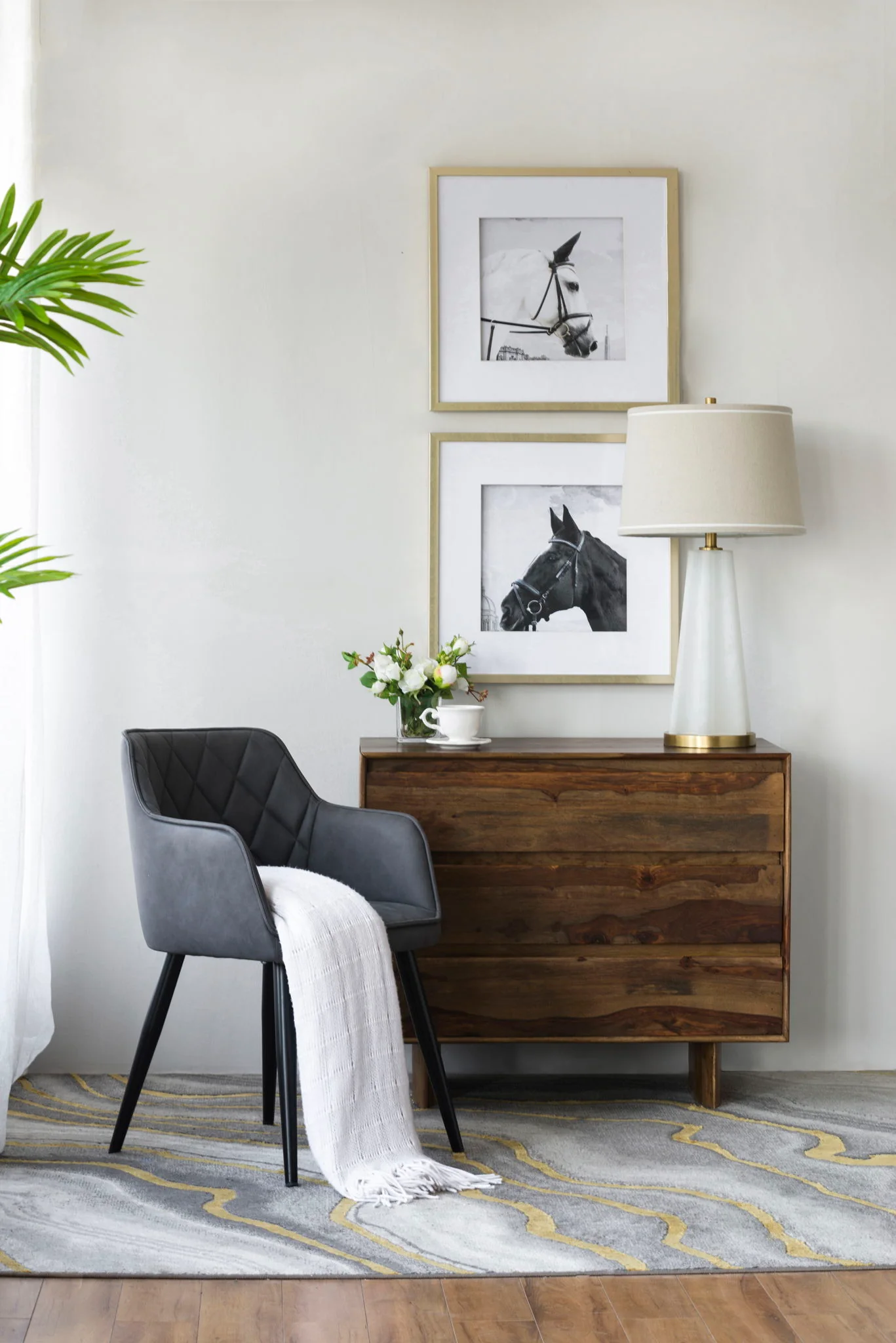 Wall Art Horse Animal Printing, Wall Decor Accent (Set of 2) - Golden / White - Image 9